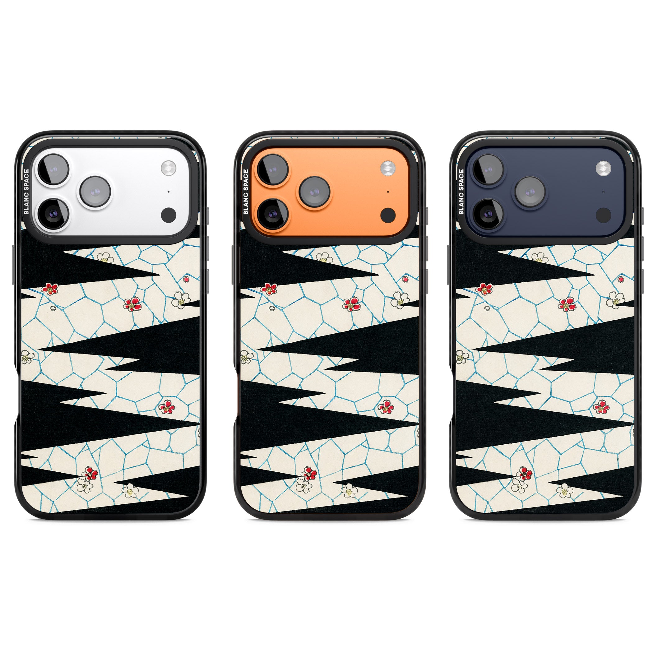 Japanese Flowers By Bijutsu Sekai iPhone 17 Pro Impact Black Phone Case APT Impact Protection