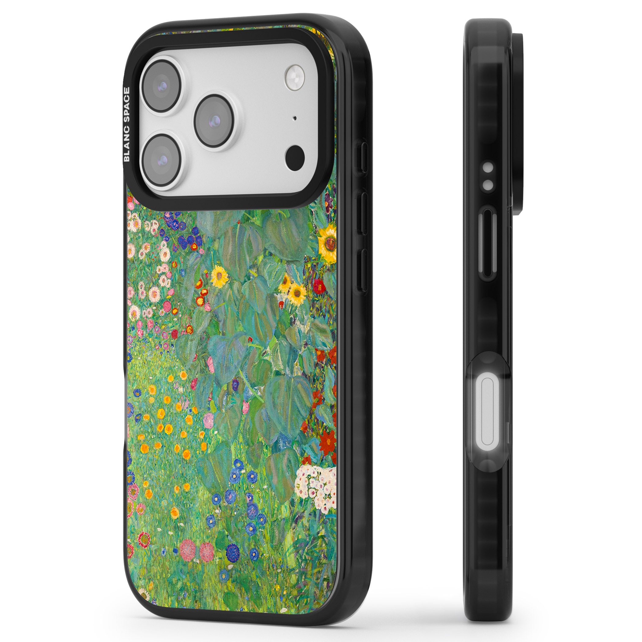 Farm Garden With Sunflowers iPhone 17 Pro Impact Black Phone Case Side Profile