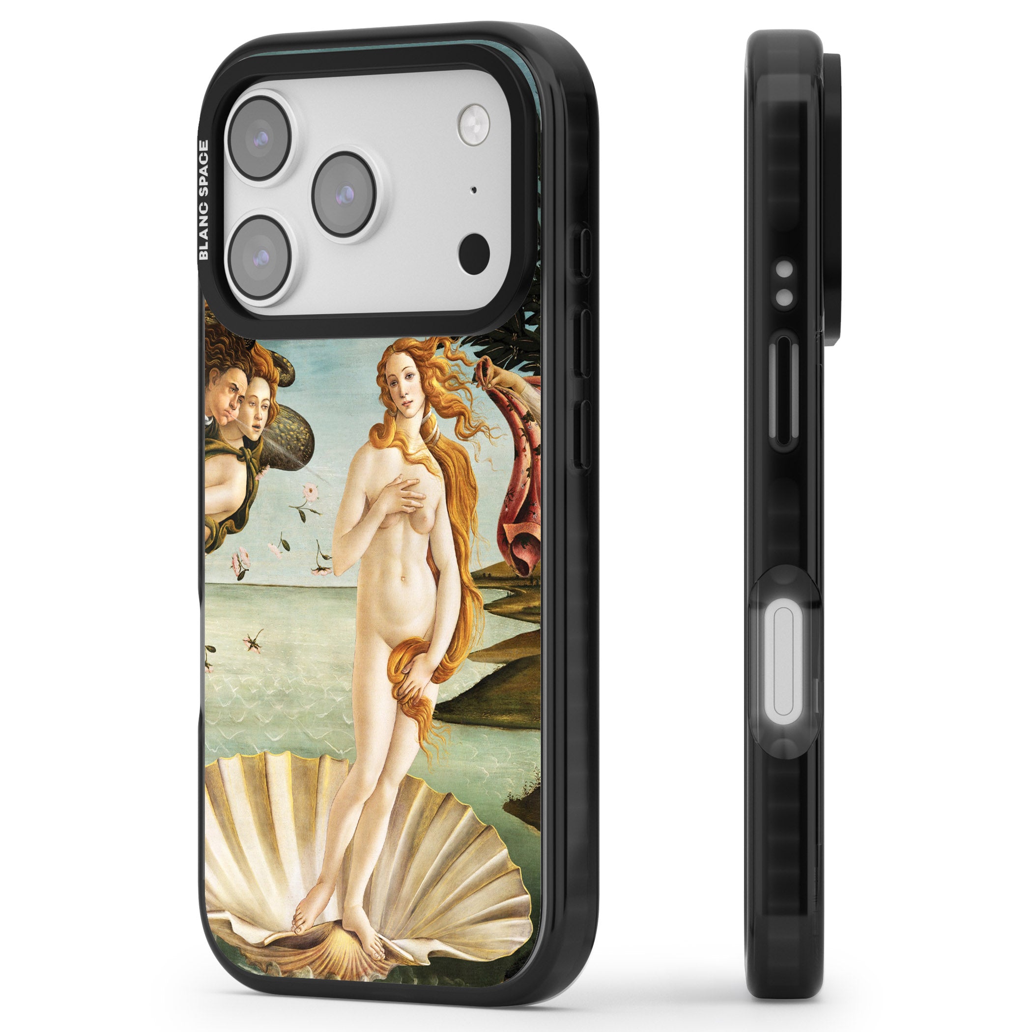 The Birth of Venus - Sandro Botticelli iPhone 17 Pro Impact Black Phone Case Side Profile