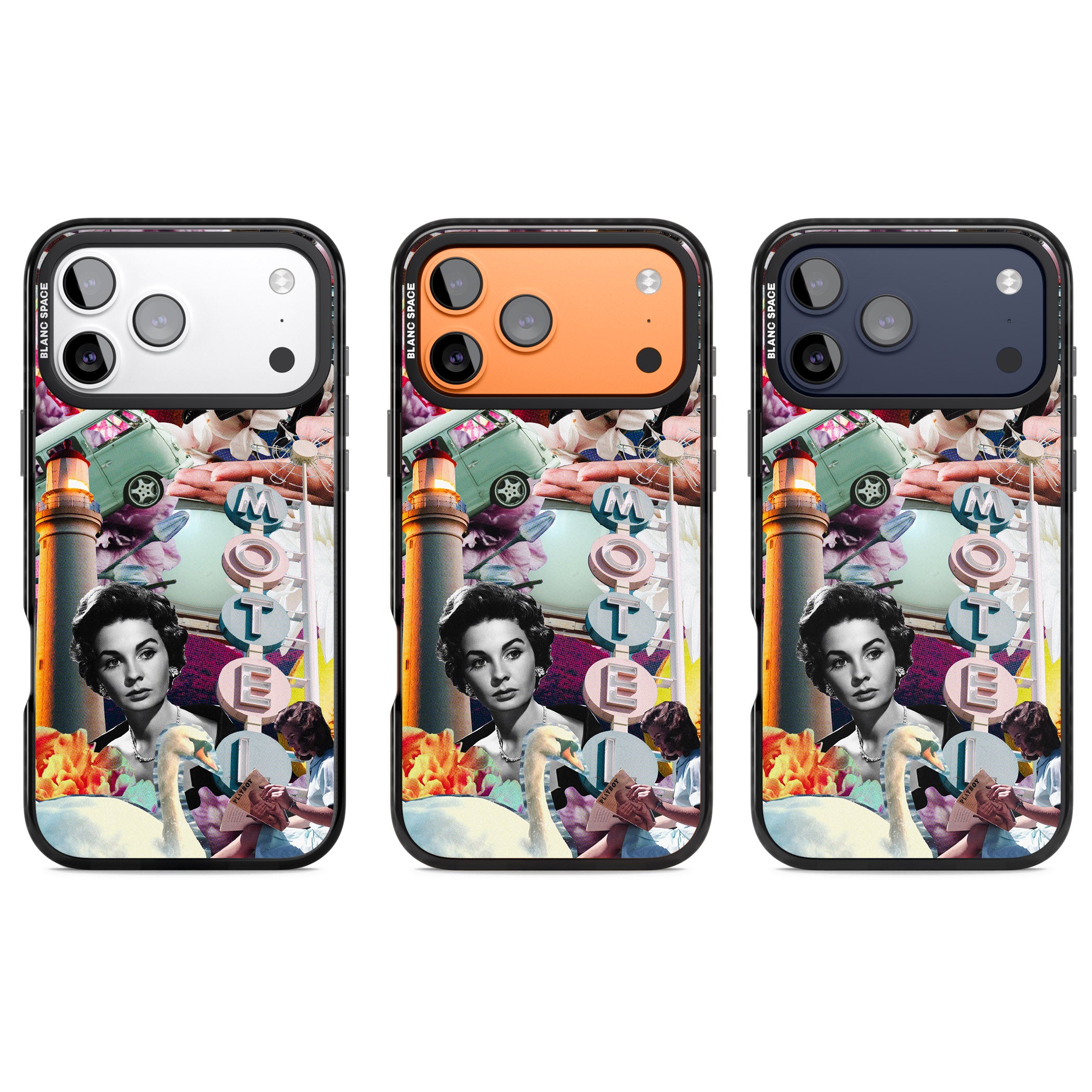 Retro Motel Collage iPhone 17 Pro Impact Black Phone Case APT Impact Protection