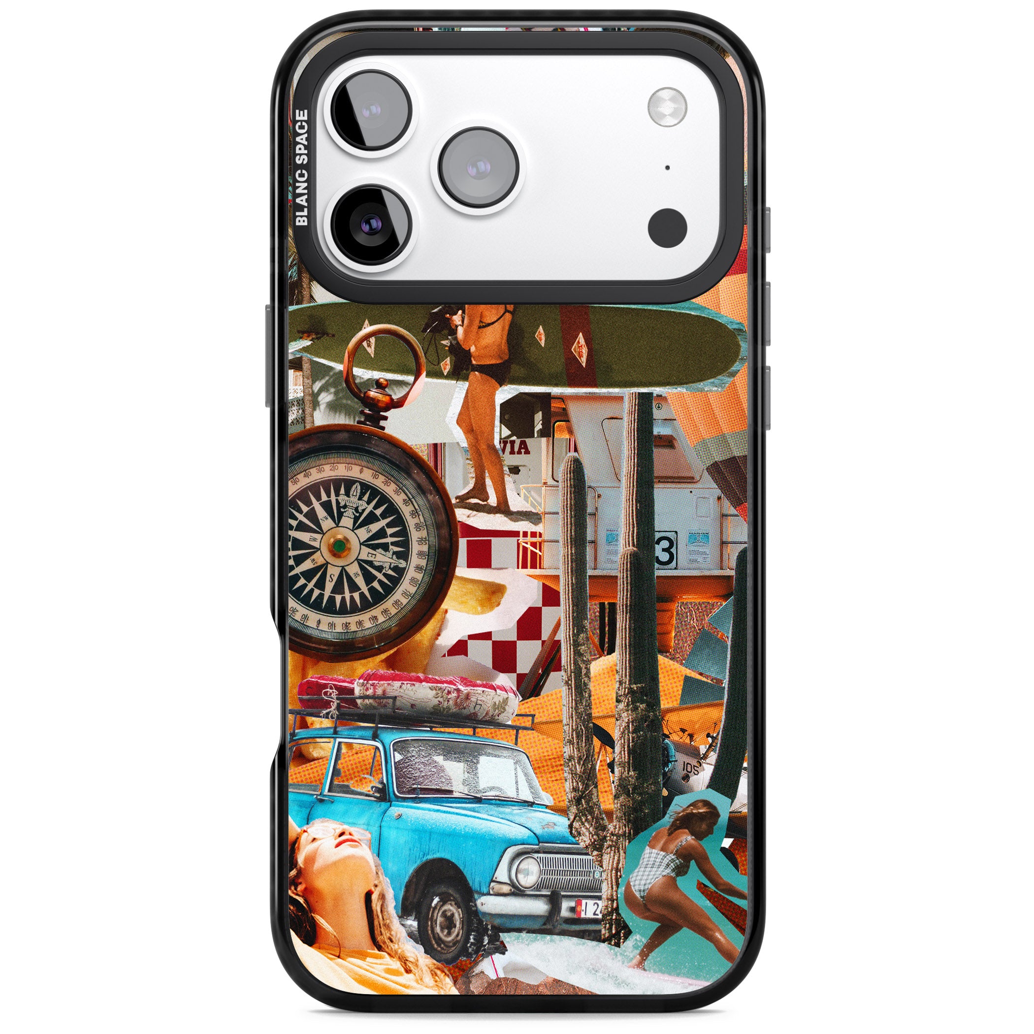 Vintage Collage: Road Trip iPhone 17 Pro Impact Black Phone Case