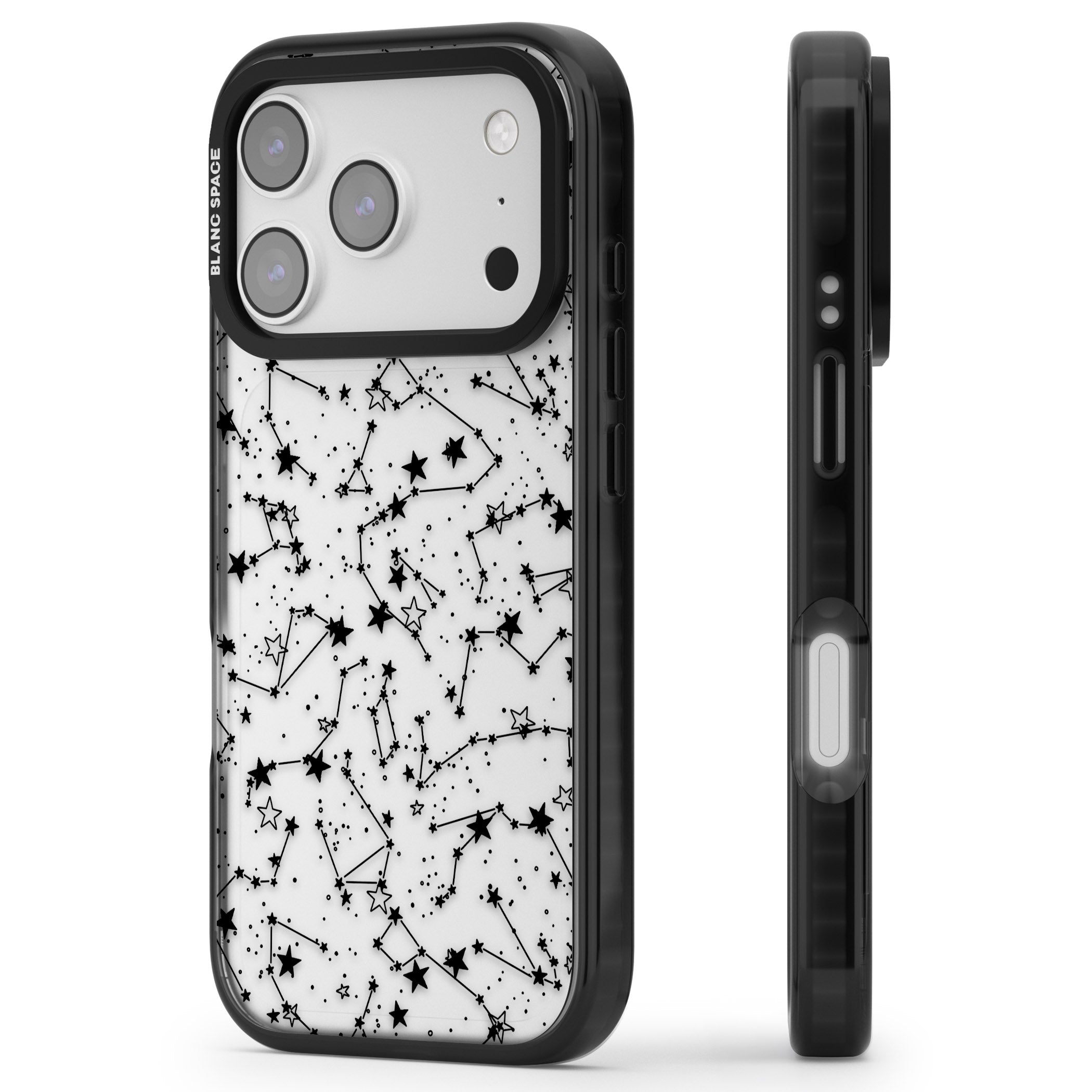 Midnight Constellations iPhone 17 Pro Impact Black Phone Case Side Profile