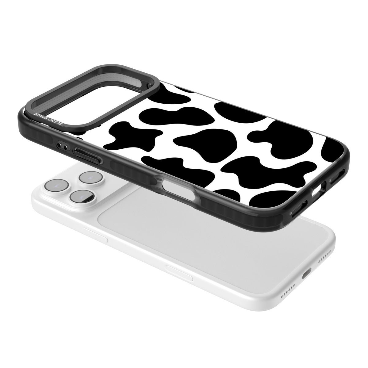 Cow Print iPhone 17 Pro Max Impact Black Phone Case angled