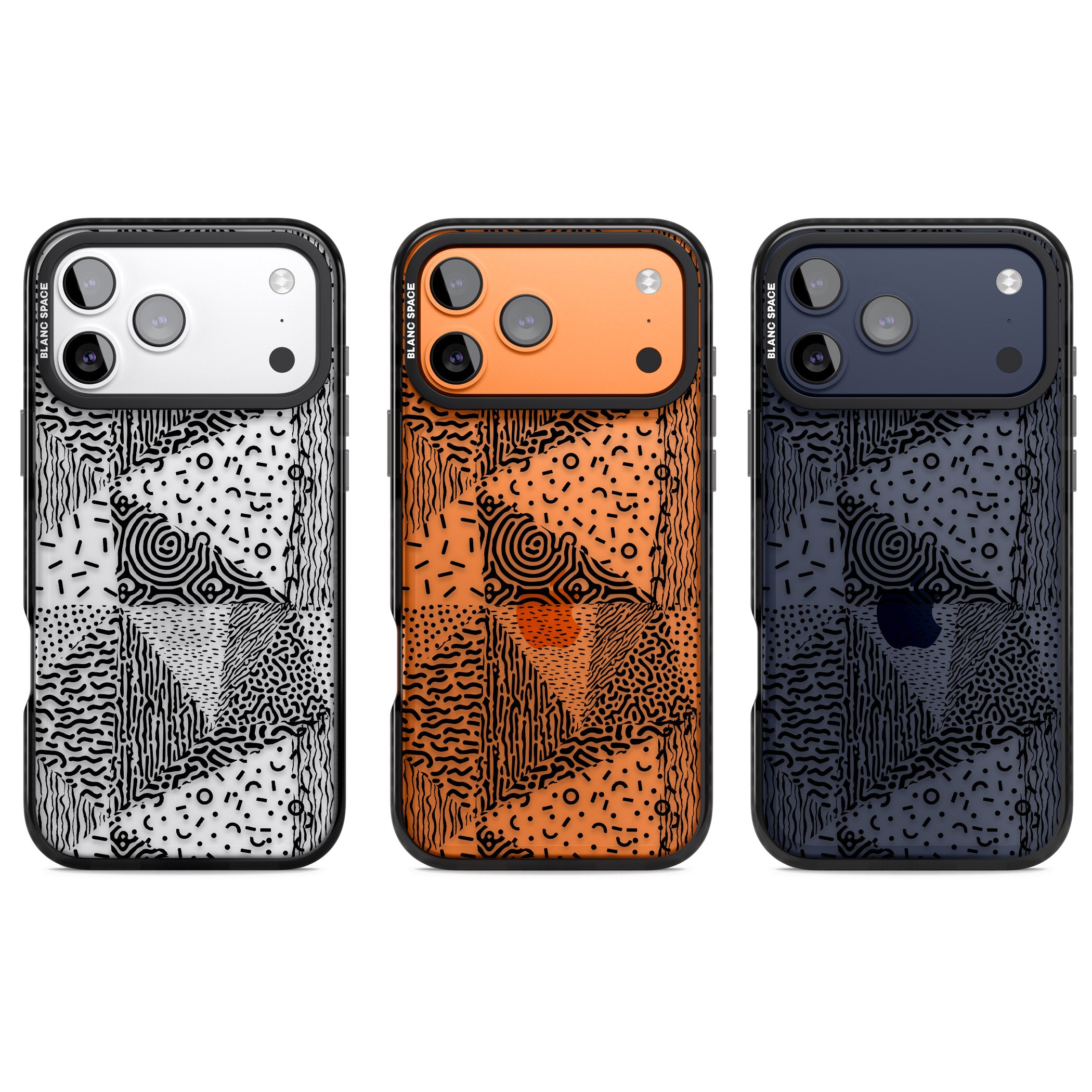 Monochrome Pattern iPhone 17 Pro Impact Black Phone Case APT Impact Protection