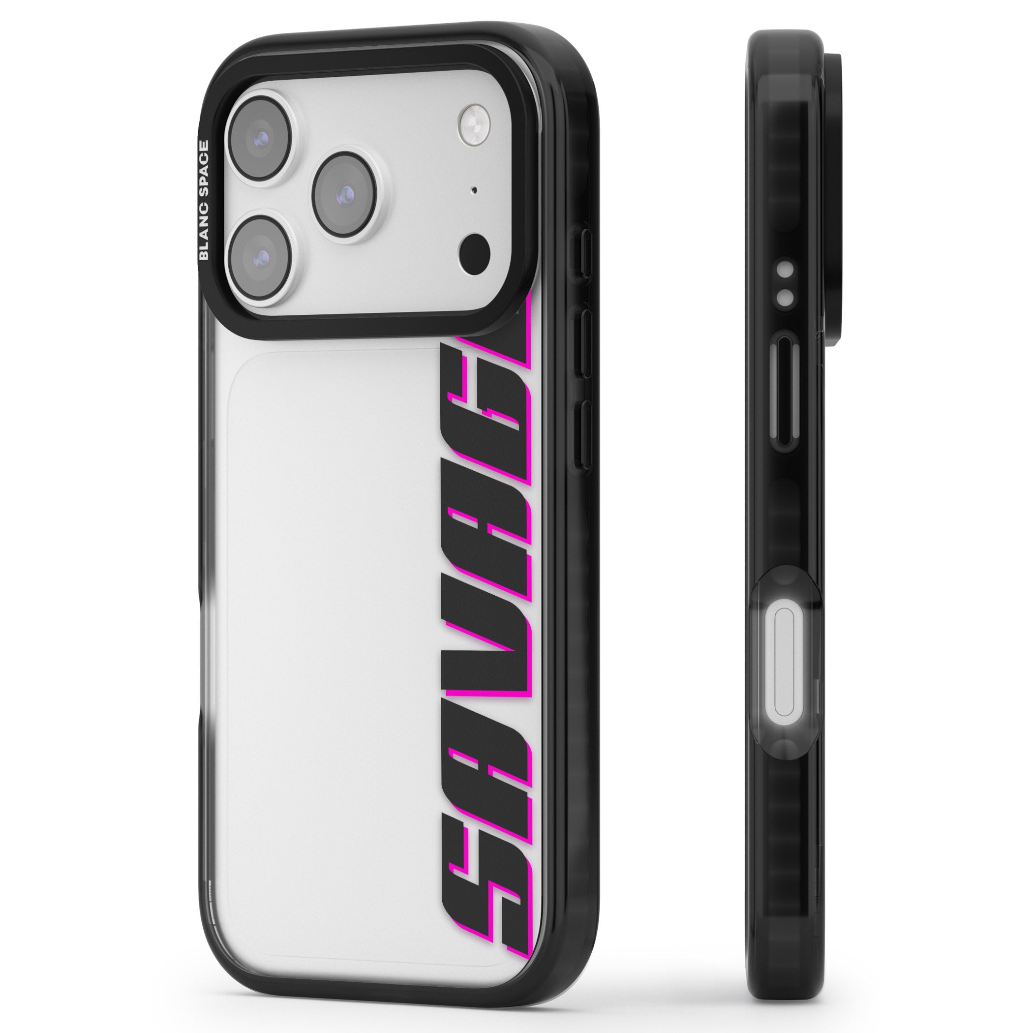 Personalised Cool Vertical Name iPhone 17 Pro Impact Black Phone Case Side Profile