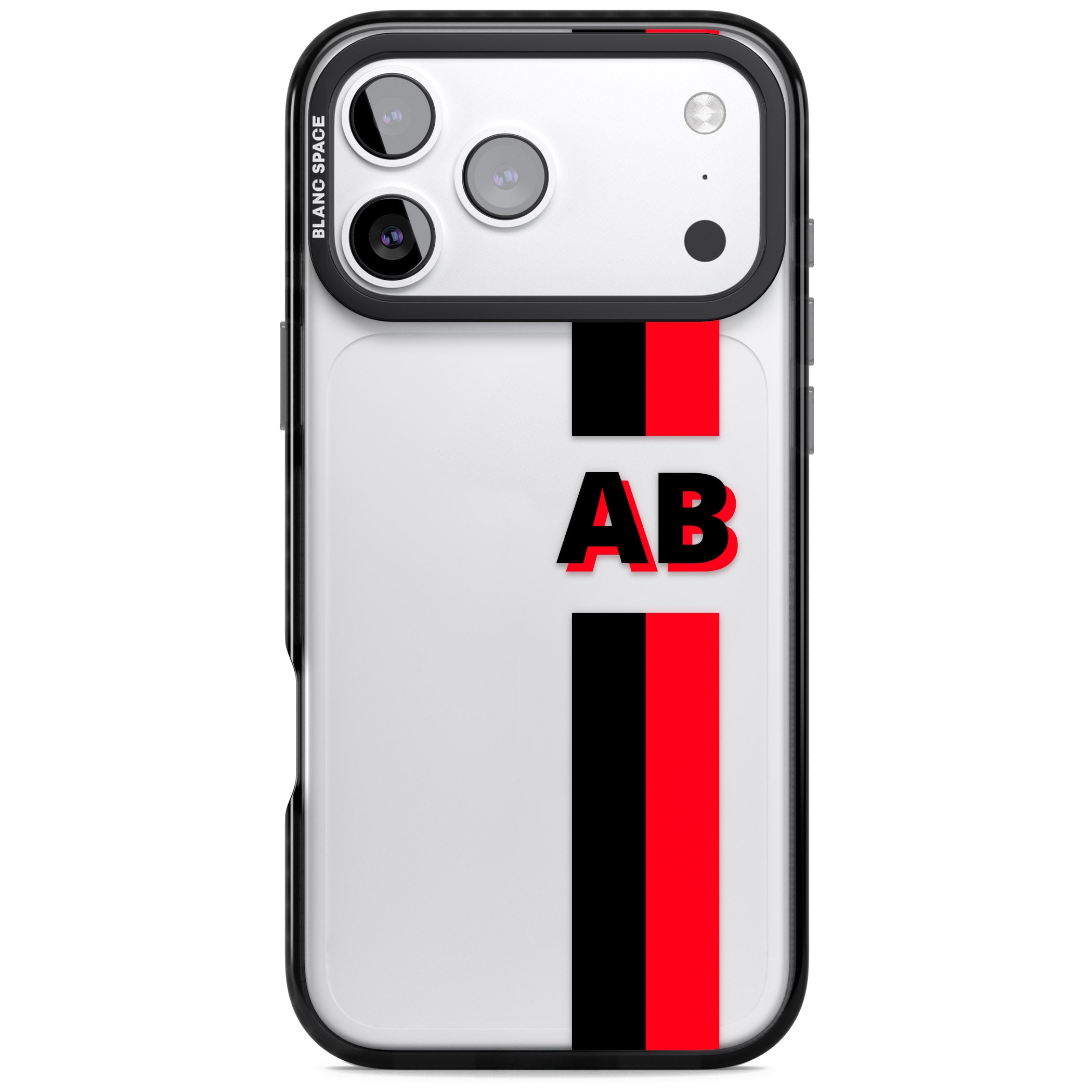 Personalised Bold Stripe iPhone 17 Pro Impact Black Phone Case