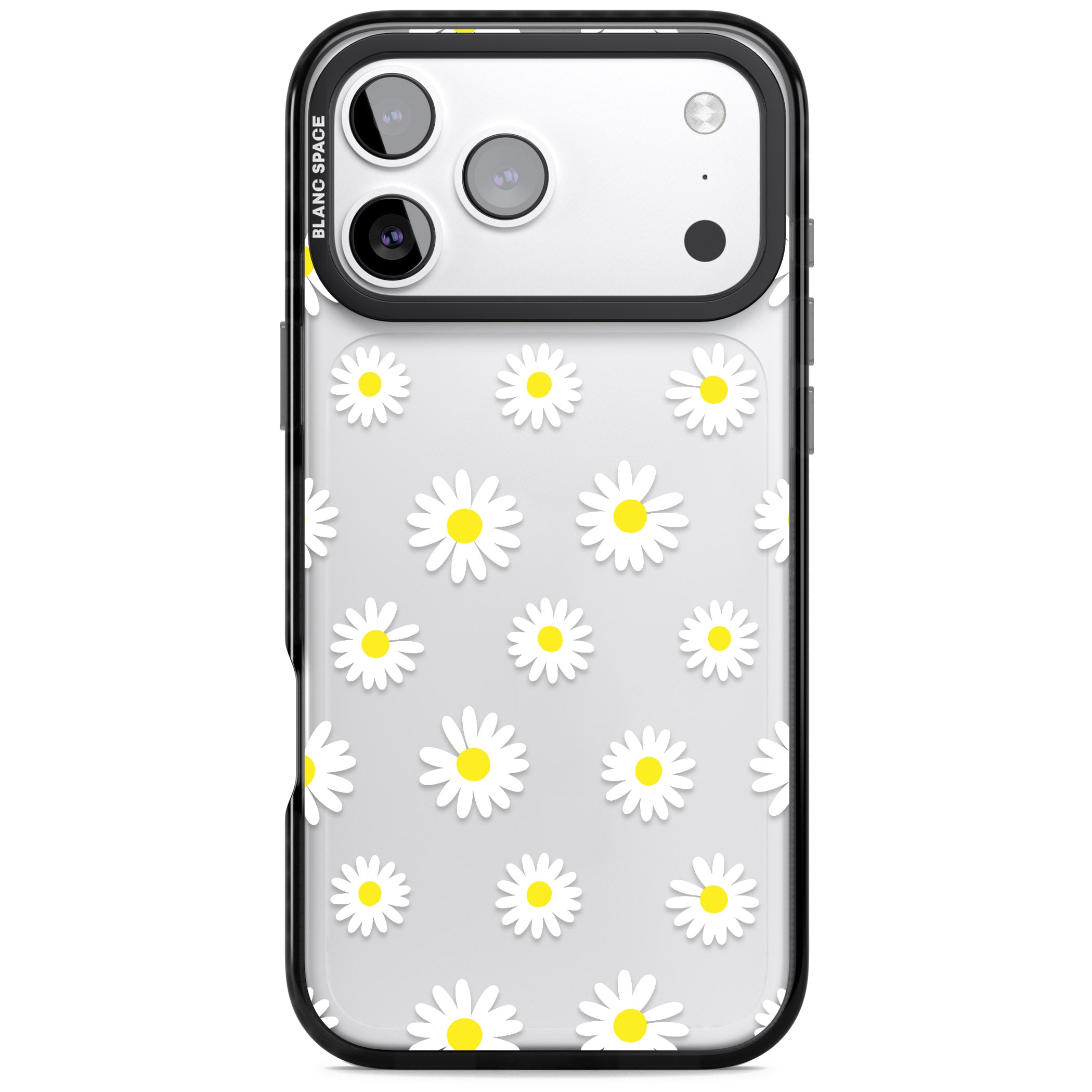 Personalised White Daisy Pattern iPhone 17 Pro Impact Black Phone Case