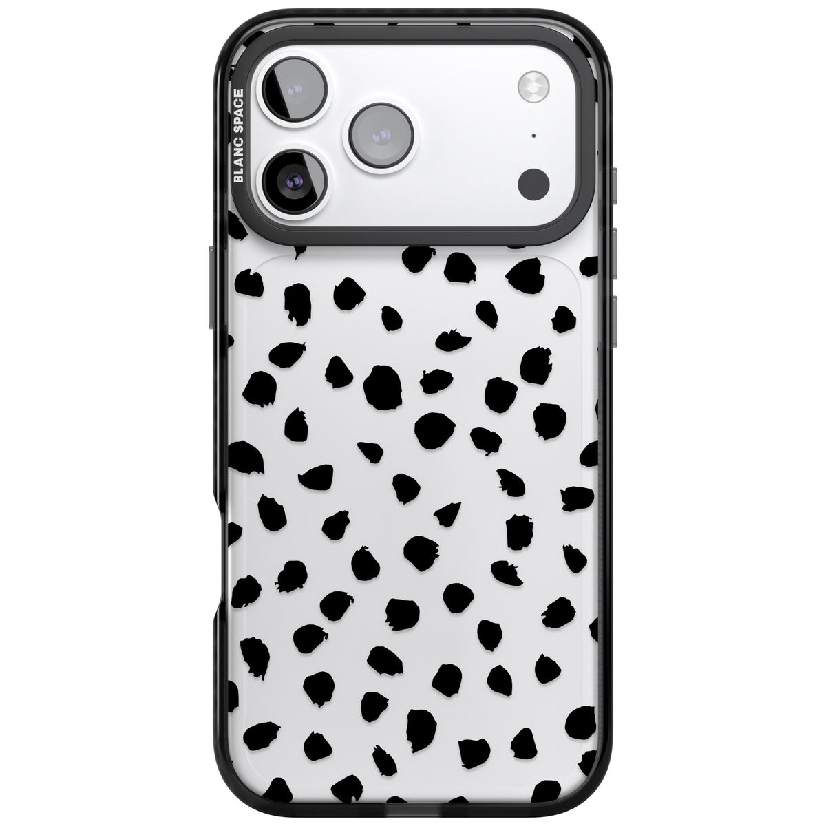 Black Dalmatian Polka Dot iPhone 17 Pro Max Impact Black Phone Case front