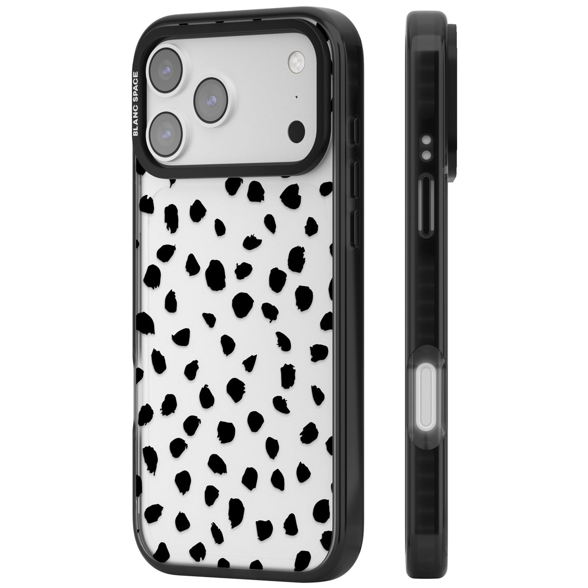 Black Dalmatian Polka Dot iPhone 17 Pro Max Impact Black Phone Case side