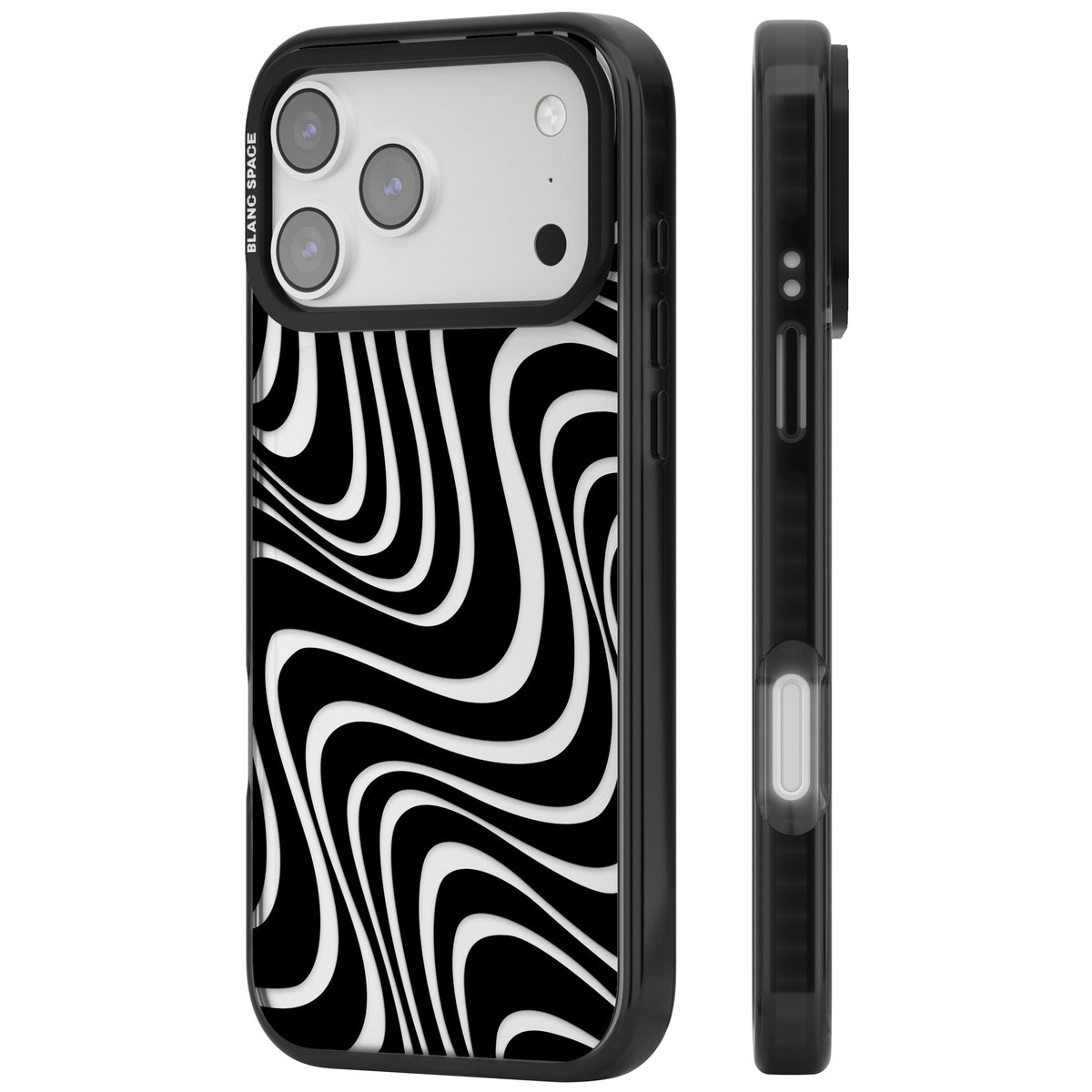 Abstract Waves iPhone 17 Pro Max Impact Black Phone Case side
