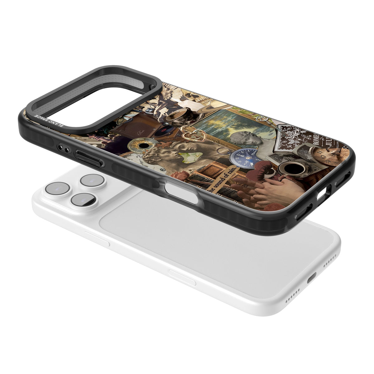 Vintage Academia Collage iPhone 17 Pro Max Impact Black Phone Case angled