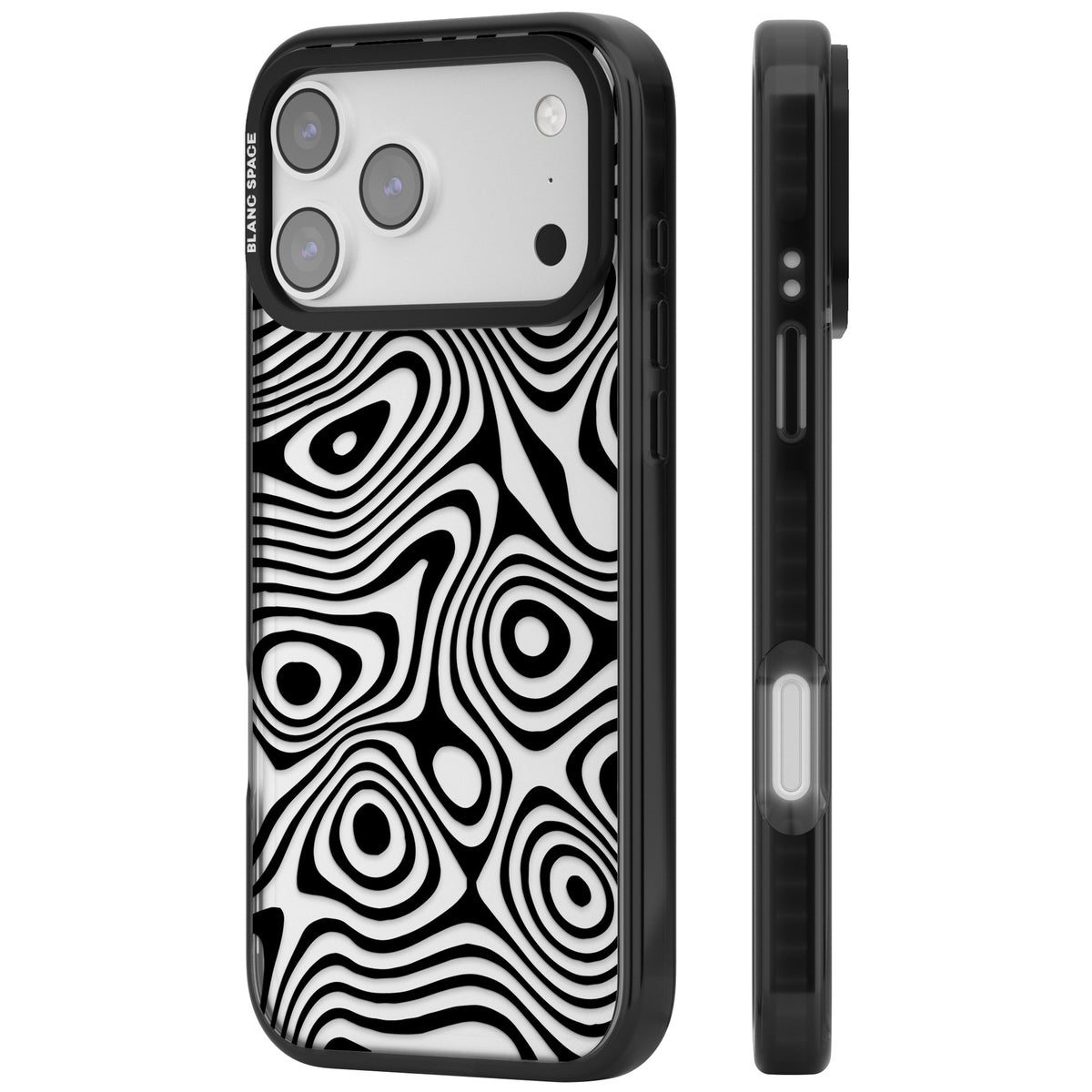 Dark Topographic Map iPhone 17 Pro Max Impact Black Phone Case side