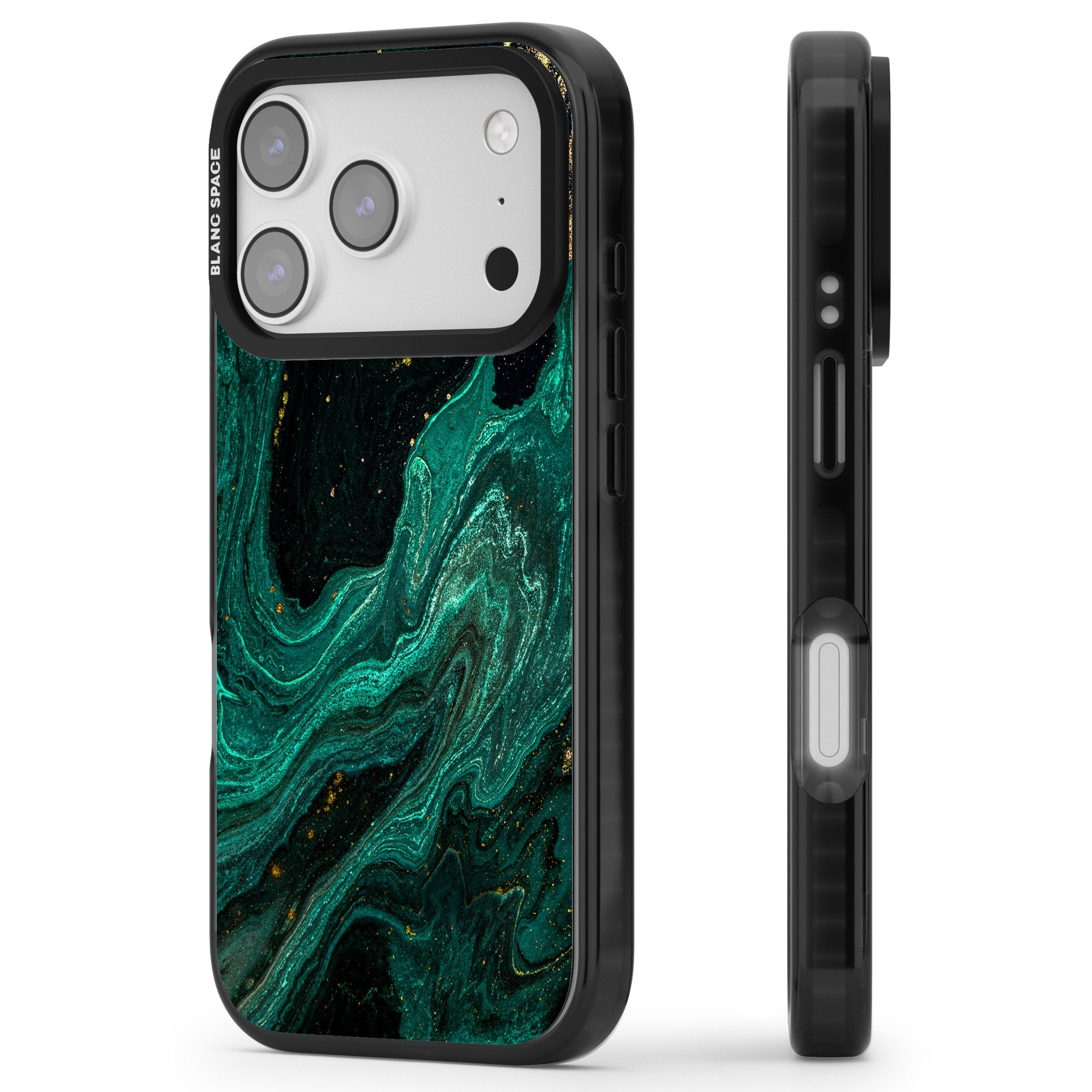 Emerald Lagoon iPhone 17 Pro Impact Black Phone Case Side Profile