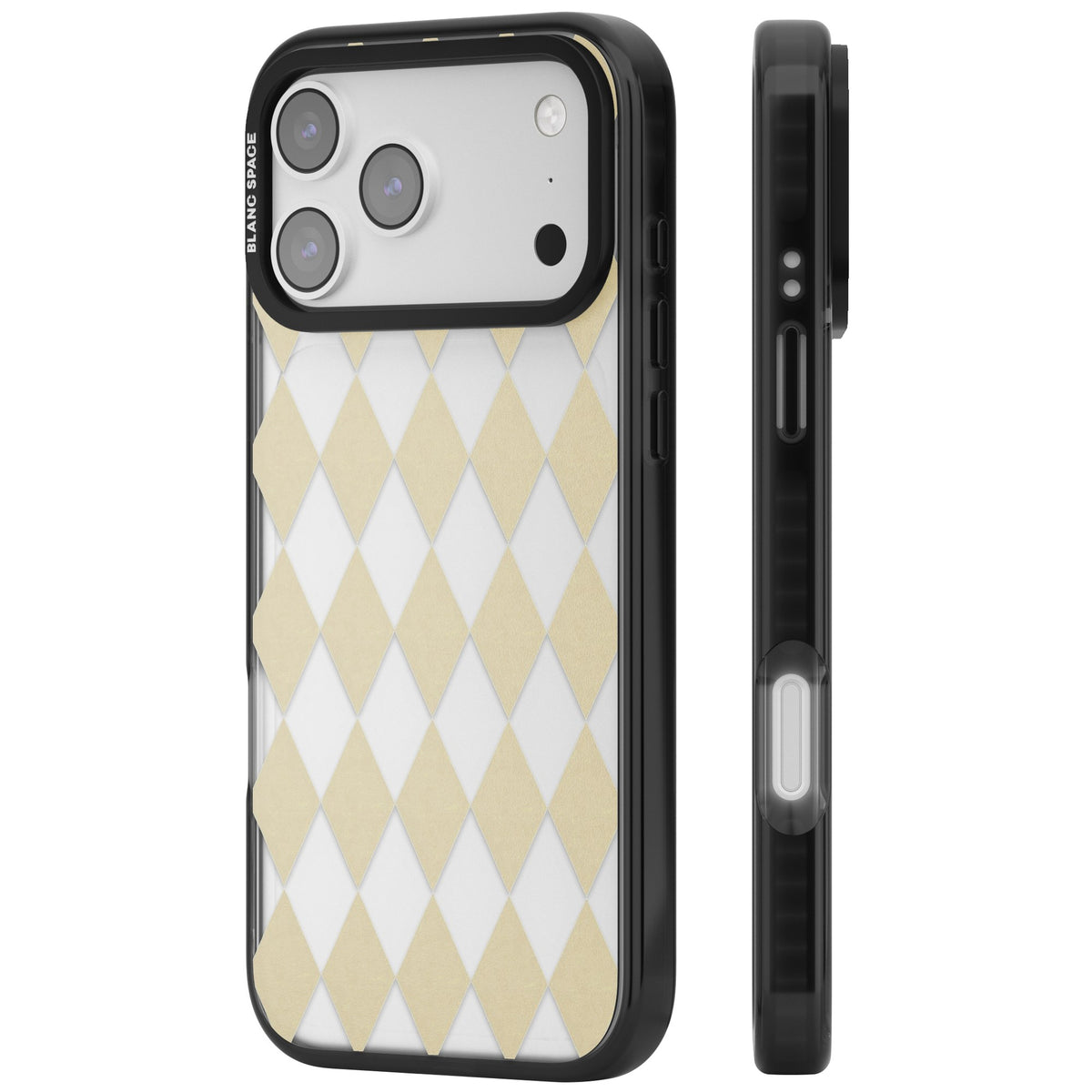 Beige Diamonds iPhone 17 Pro Max Impact Black Phone Case side