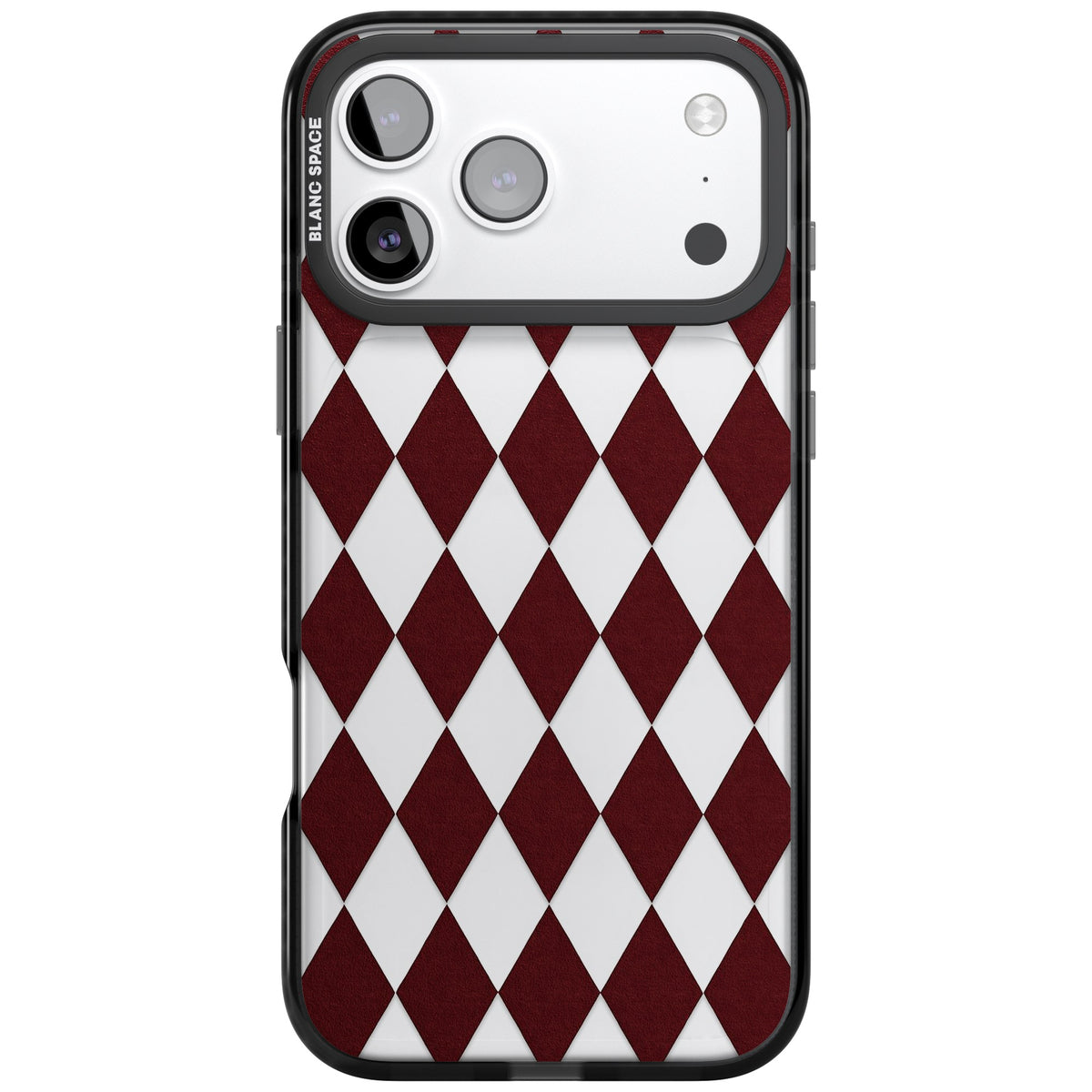 Burgundy Diamonds iPhone 17 Pro Max Impact Black Phone Case front