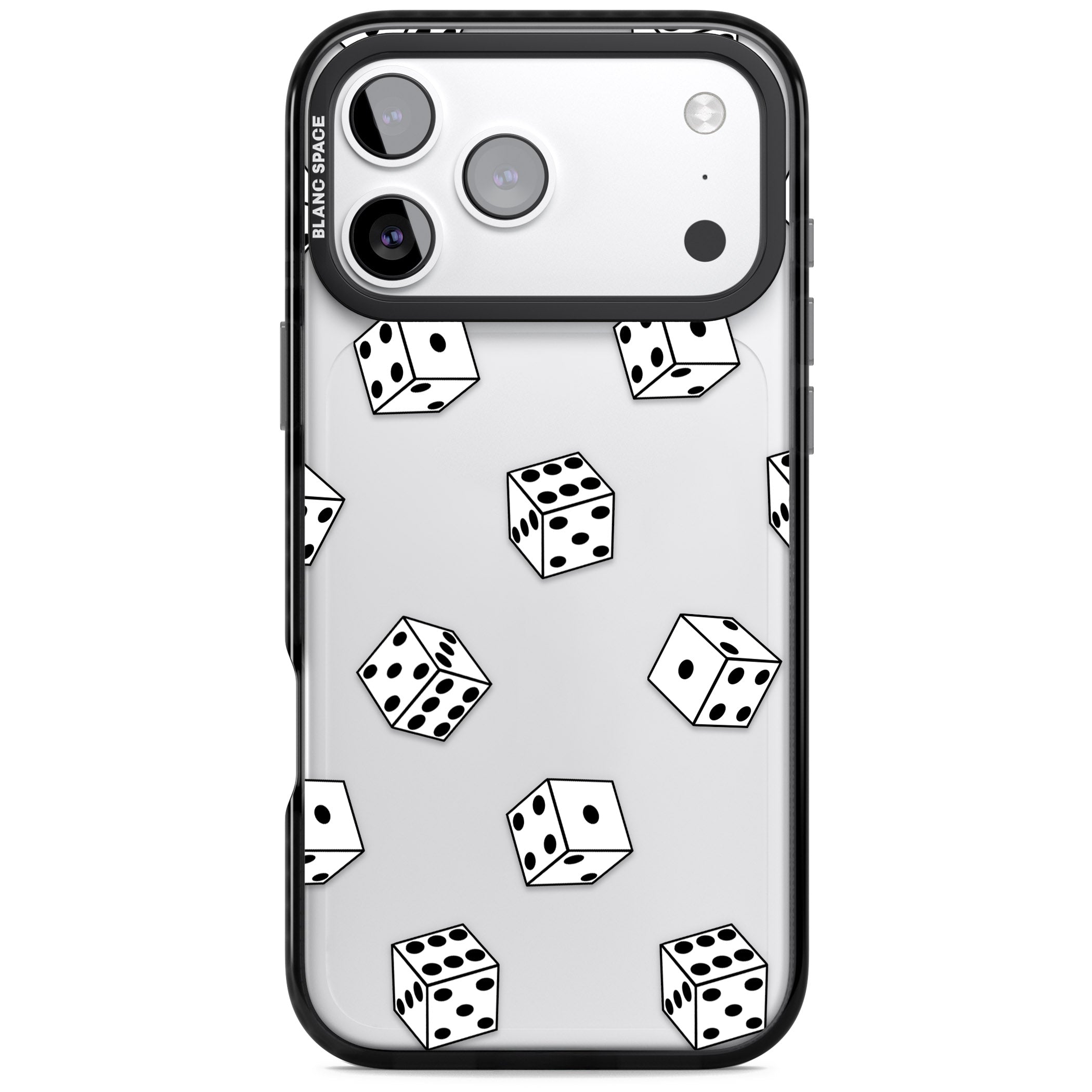 Clear Dice Pattern iPhone 17 Pro Impact Black Phone Case