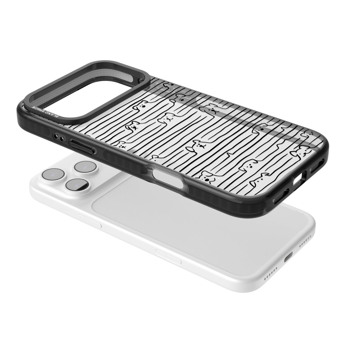 Dog Lines iPhone 17 Pro Max Impact Black Phone Case angled