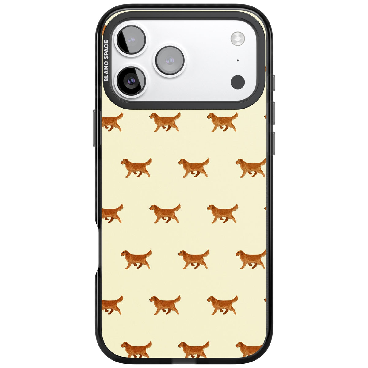 Golden Retriever Dog Pattern iPhone 17 Pro Max Impact Black Phone Case front