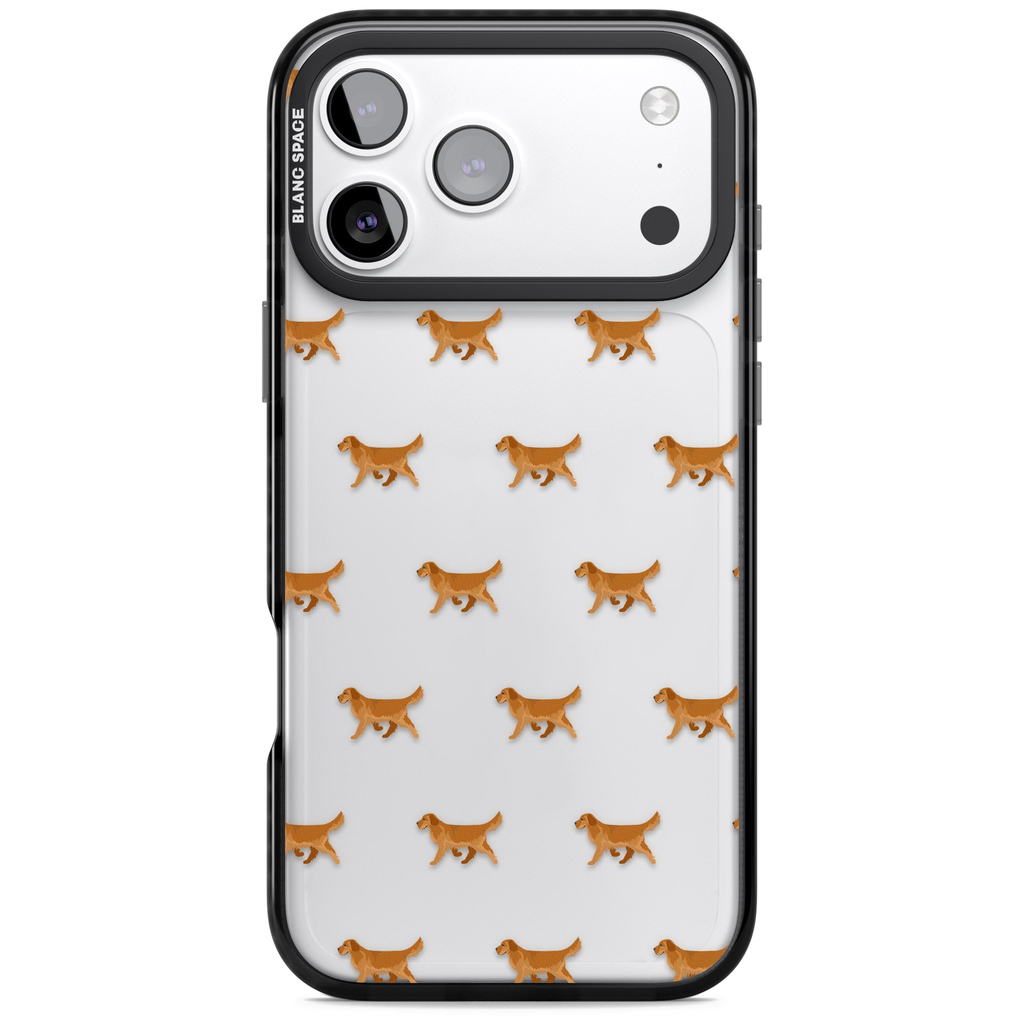Golden Retriever Dog Pattern Clear iPhone 17 Pro Impact Black Phone Case