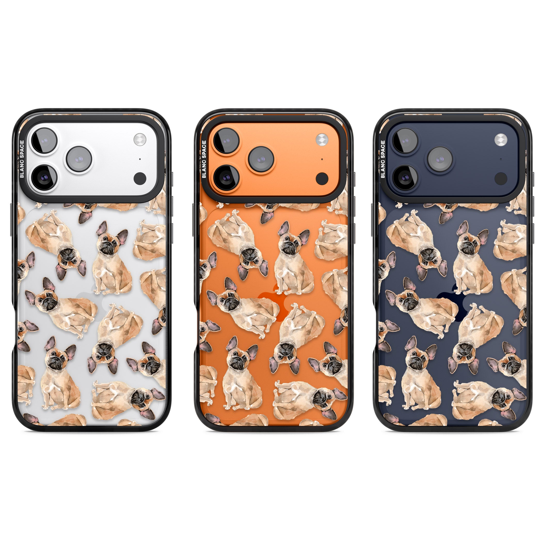 French Bulldog Watercolour Pattern iPhone 17 Pro Impact Black Phone Case APT Impact Protection