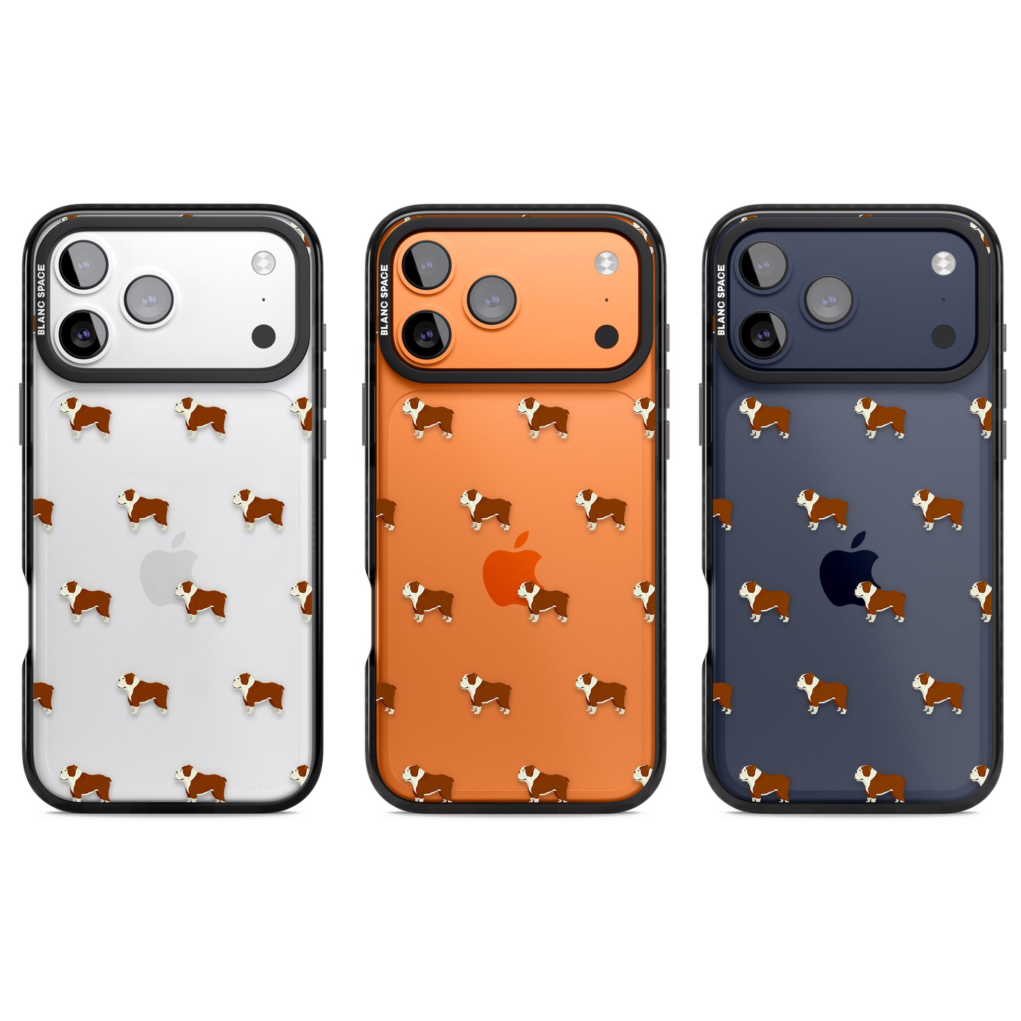 Bulldog Pattern Clear iPhone 17 Pro Impact Black Phone Case APT Impact Protection