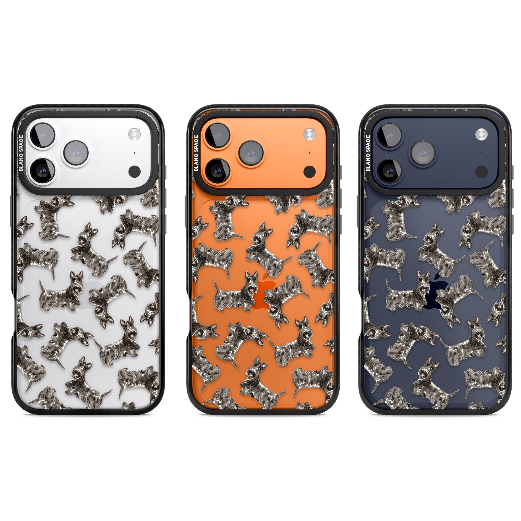 Scottish Terrier Pattern iPhone 17 Pro Impact Black Phone Case APT Impact Protection