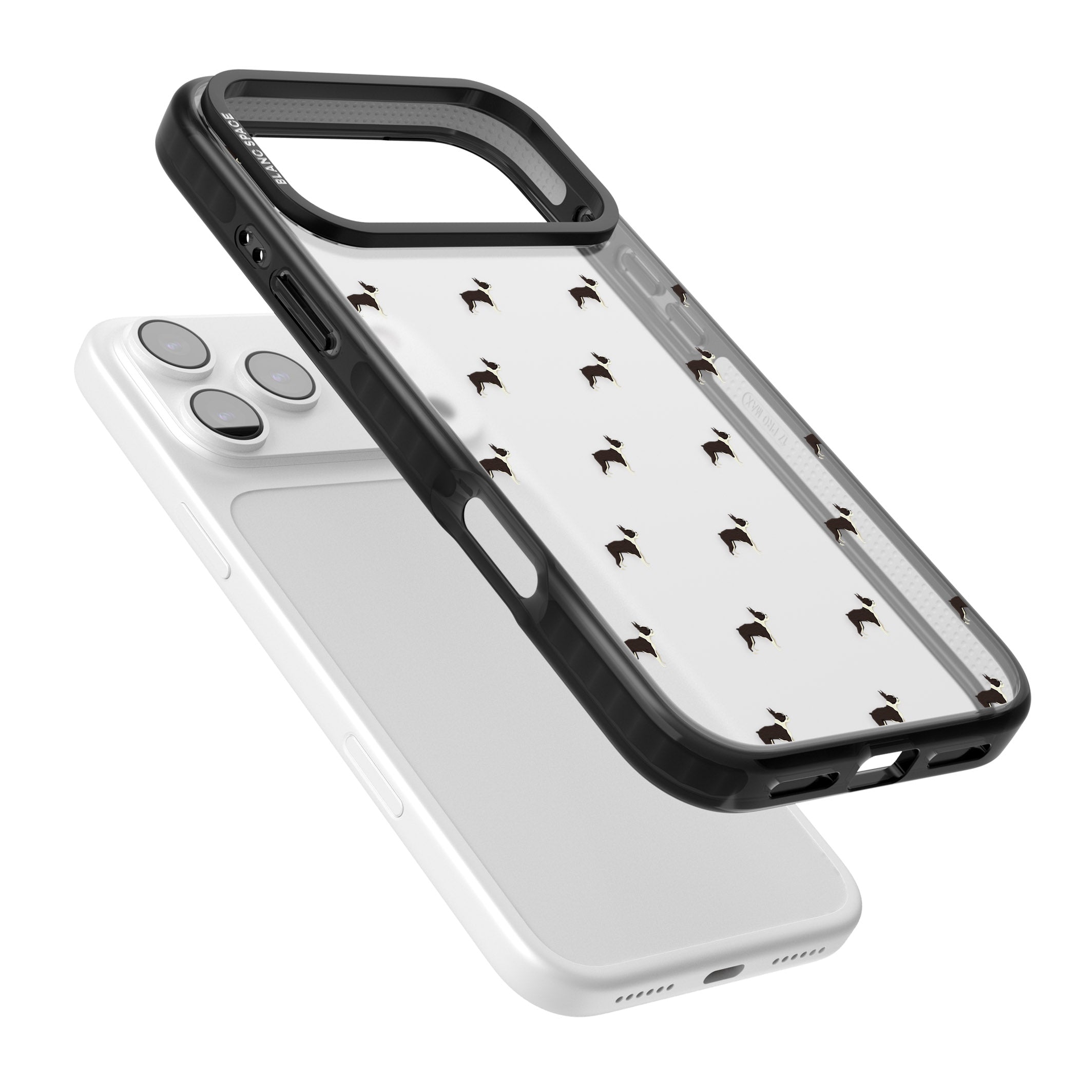 Boston Terrier Pattern iPhone 17 Pro Impact Black Phone Case Colours