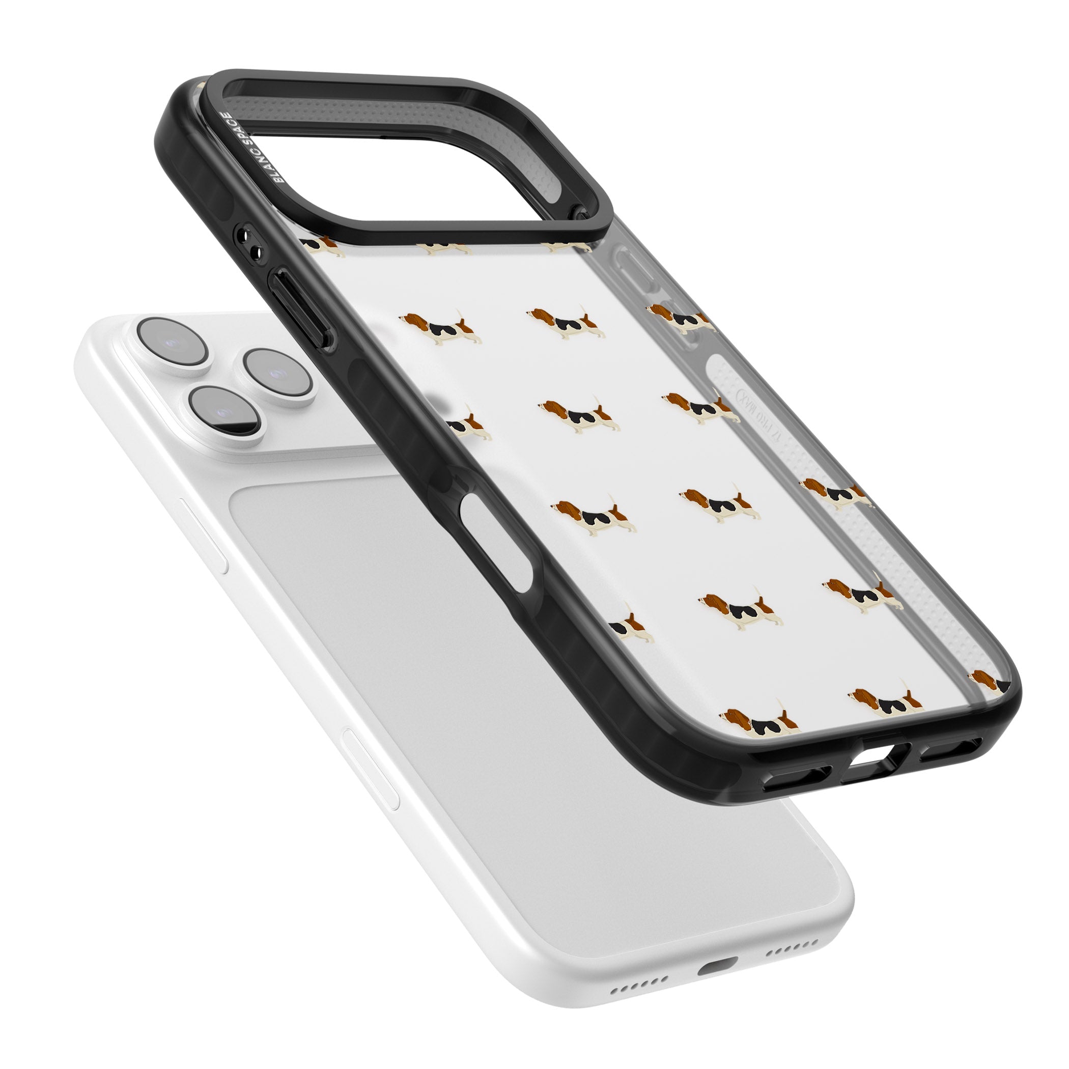 Basset Hound Pattern iPhone 17 Pro Impact Black Phone Case Colours