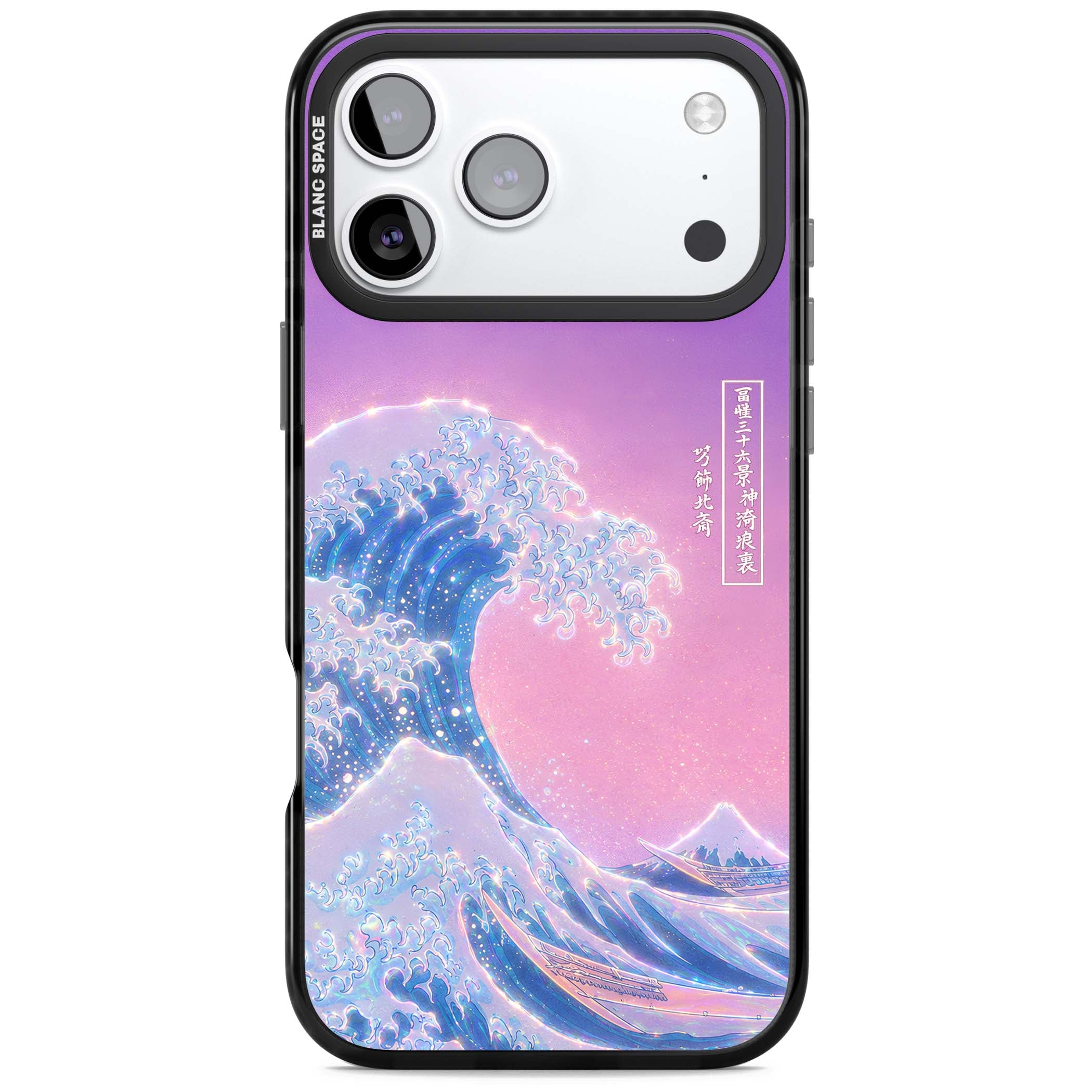 The Great Opal Wave Japanese iPhone case featuring Hokusai's great wave in iridescent pastels with lilac sky and Mou | Clear Impact case for iPhone 17 Pro, iPhone 17 Pro Max