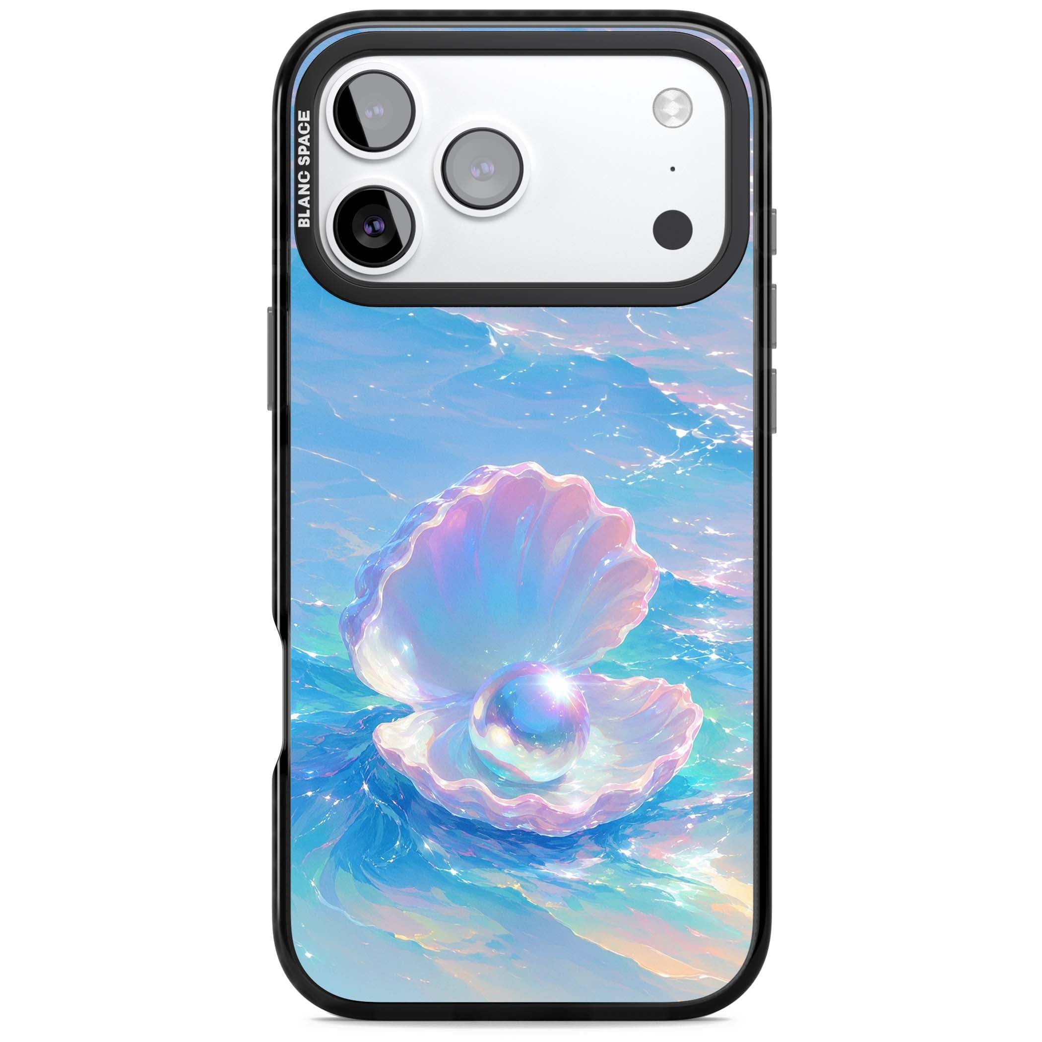 The Pearl Clam mermaidcore iPhone case featuring iridescent seashell, glowing pearl and pastel ocean waves | Clear Impact case for iPhone 17 Pro, iPhone 17 Pro Max