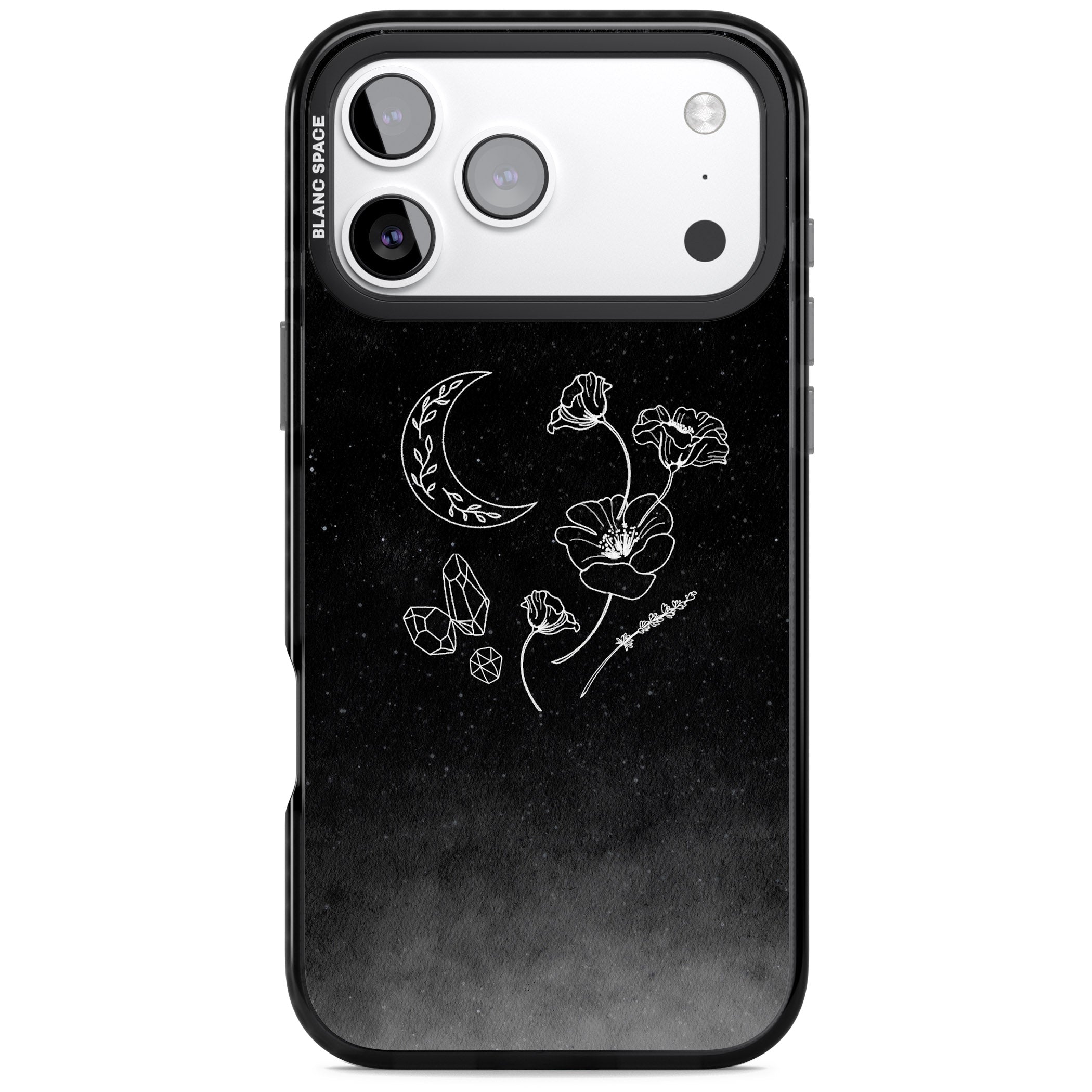 Midnight Moon Botanic iPhone 17 Pro Impact Black Phone Case