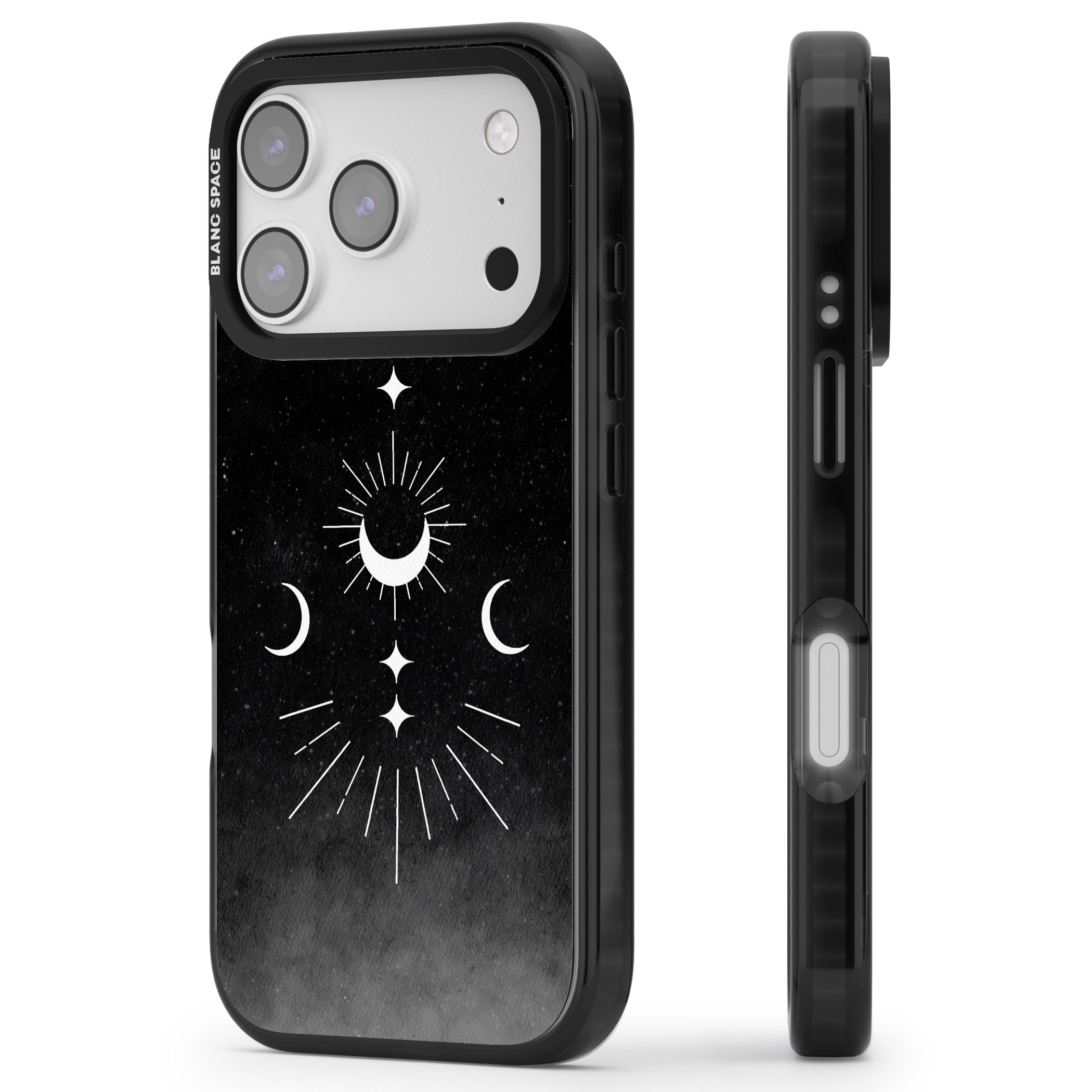 Lunar Mandala iPhone 17 Pro Impact Black Phone Case Side Profile