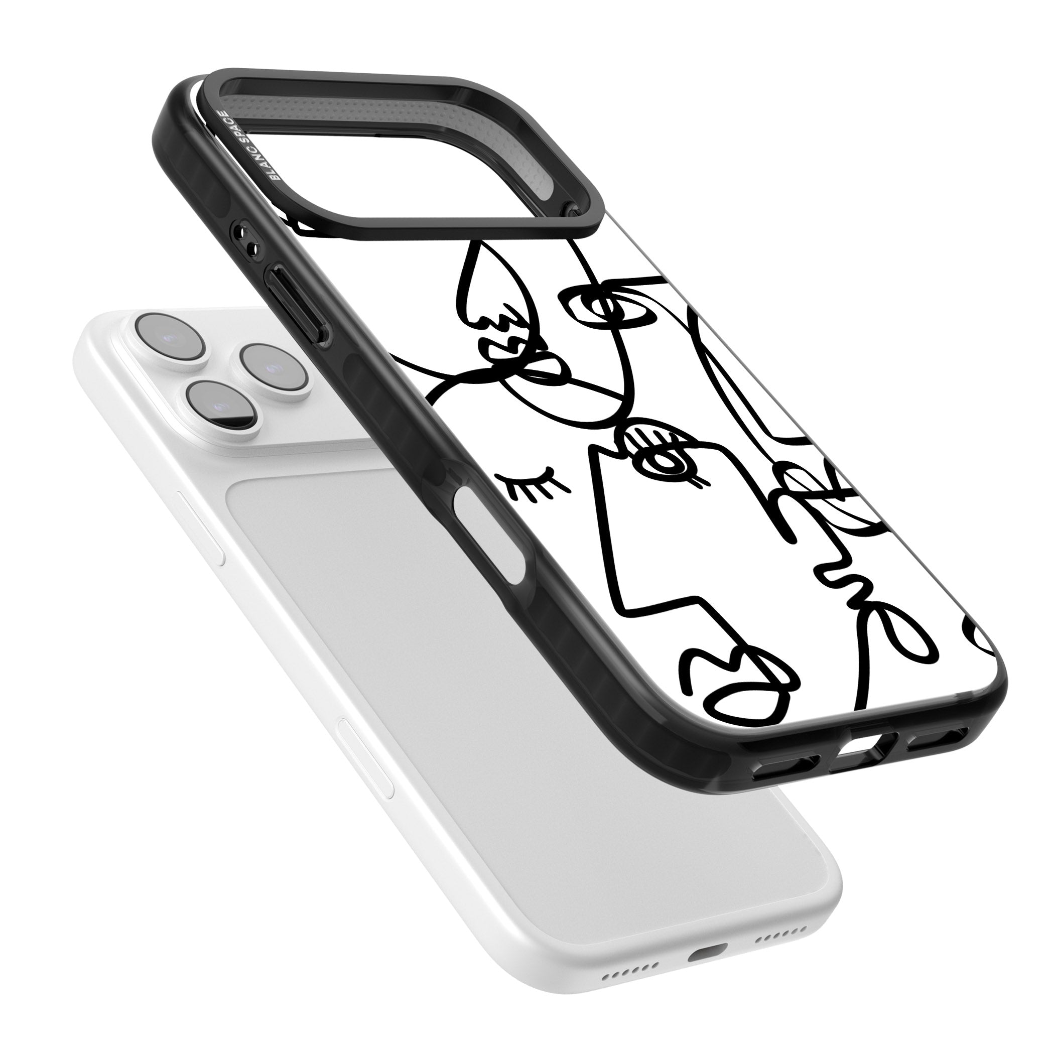 Abstract Line Art Black White iPhone 17 Pro Impact Black Phone Case Colours