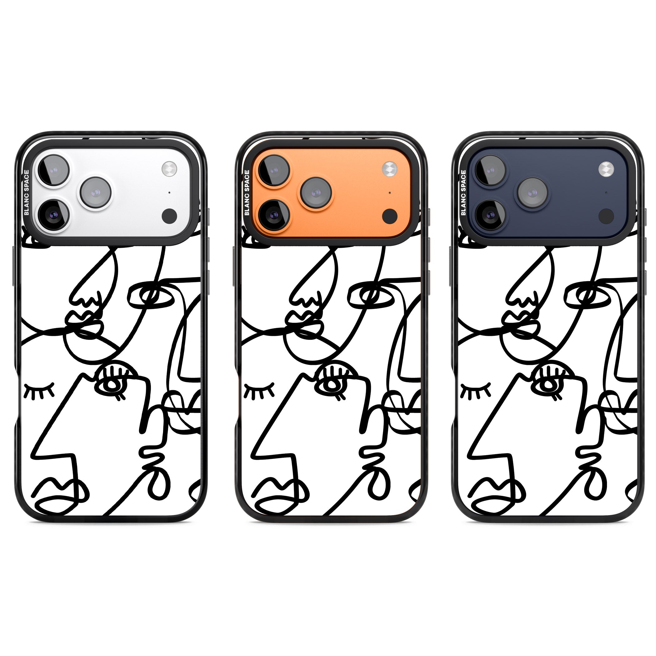 Abstract Line Art Black White iPhone 17 Pro Impact Black Phone Case APT Impact Protection