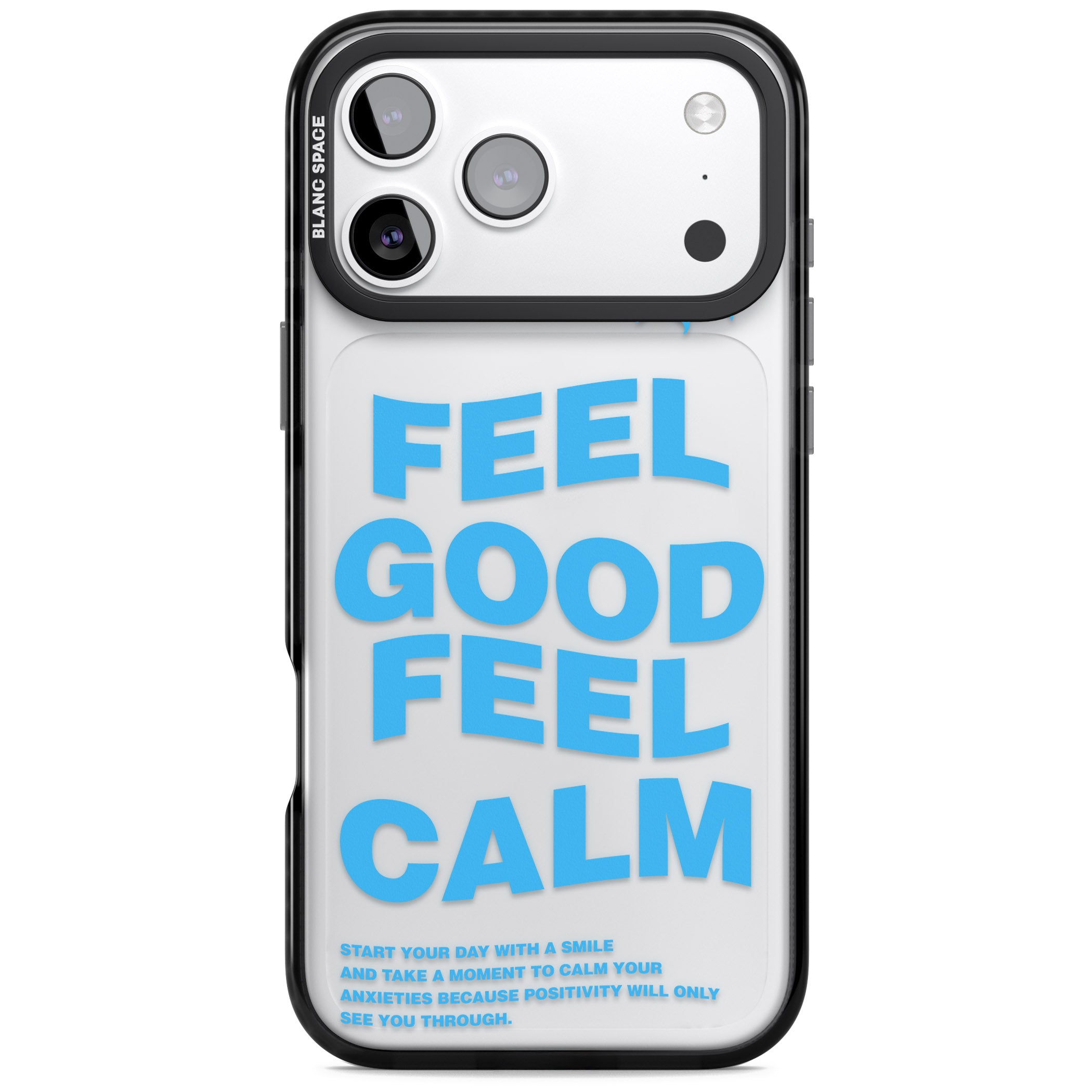 Feel Good Feel Calm (Blue) iPhone 17 Pro Impact Black Phone Case