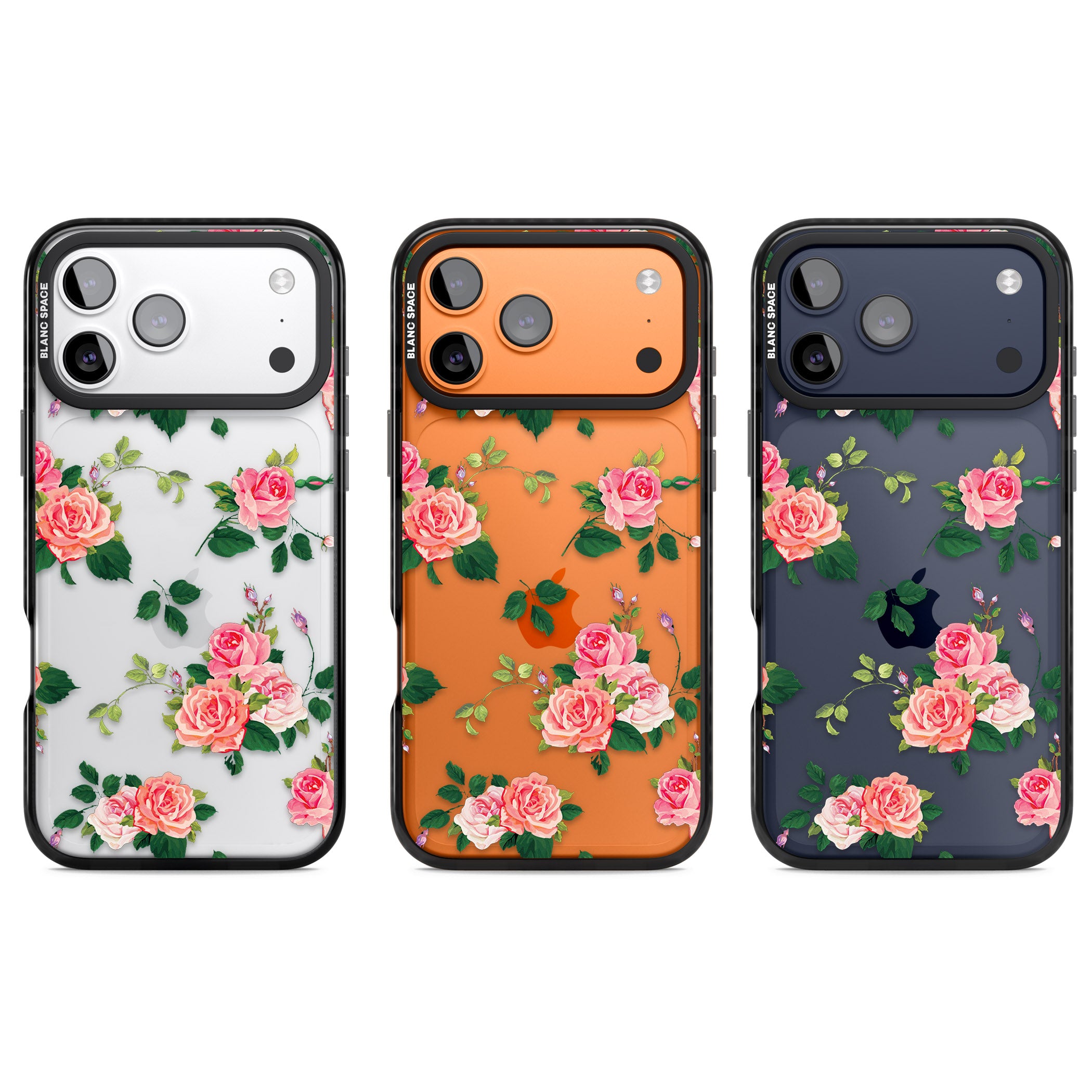 Pink Roses iPhone 17 Pro Impact Black Phone Case APT Impact Protection