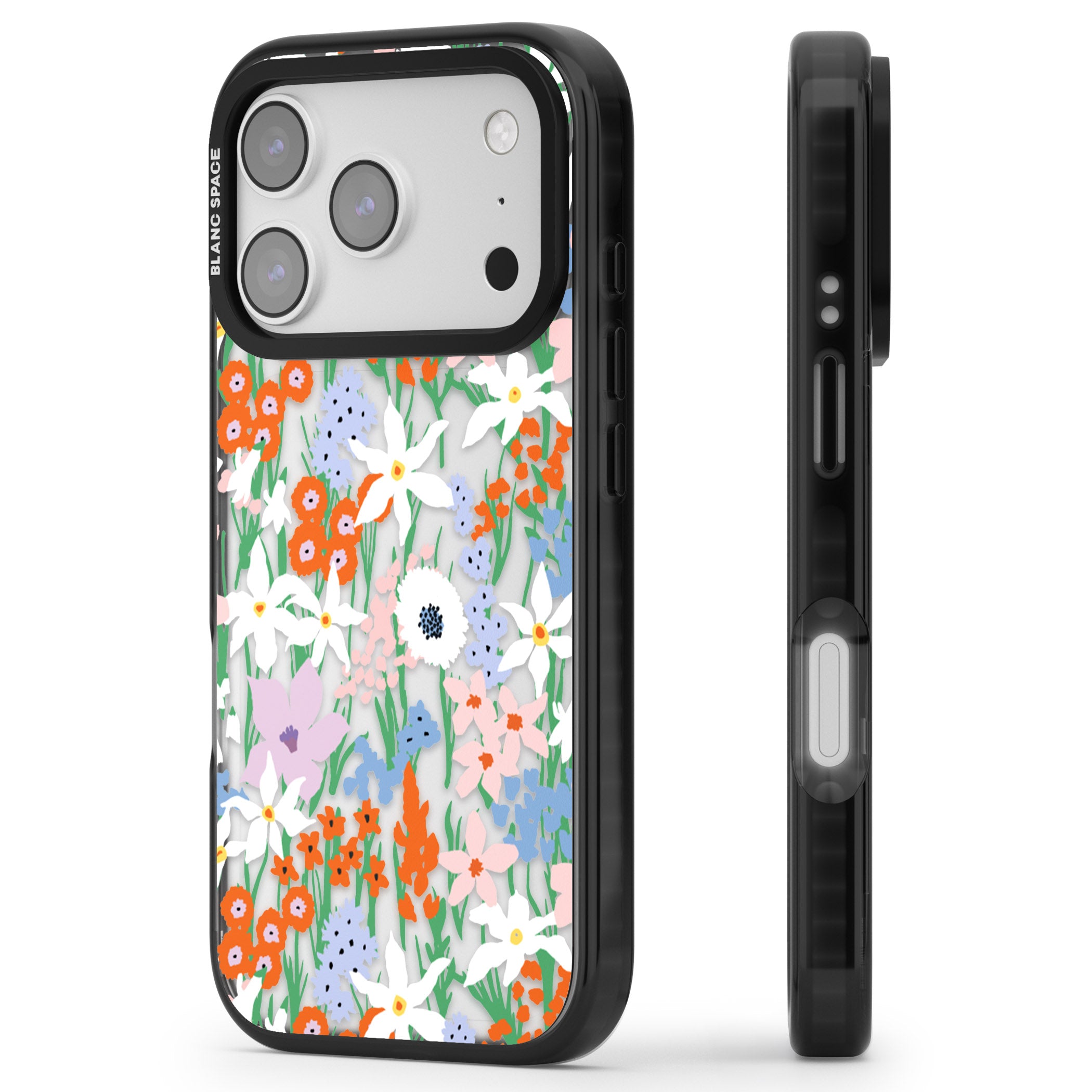 Floral Bouquet: Vibrant Blooms iPhone 17 Pro Impact Black Phone Case Side Profile