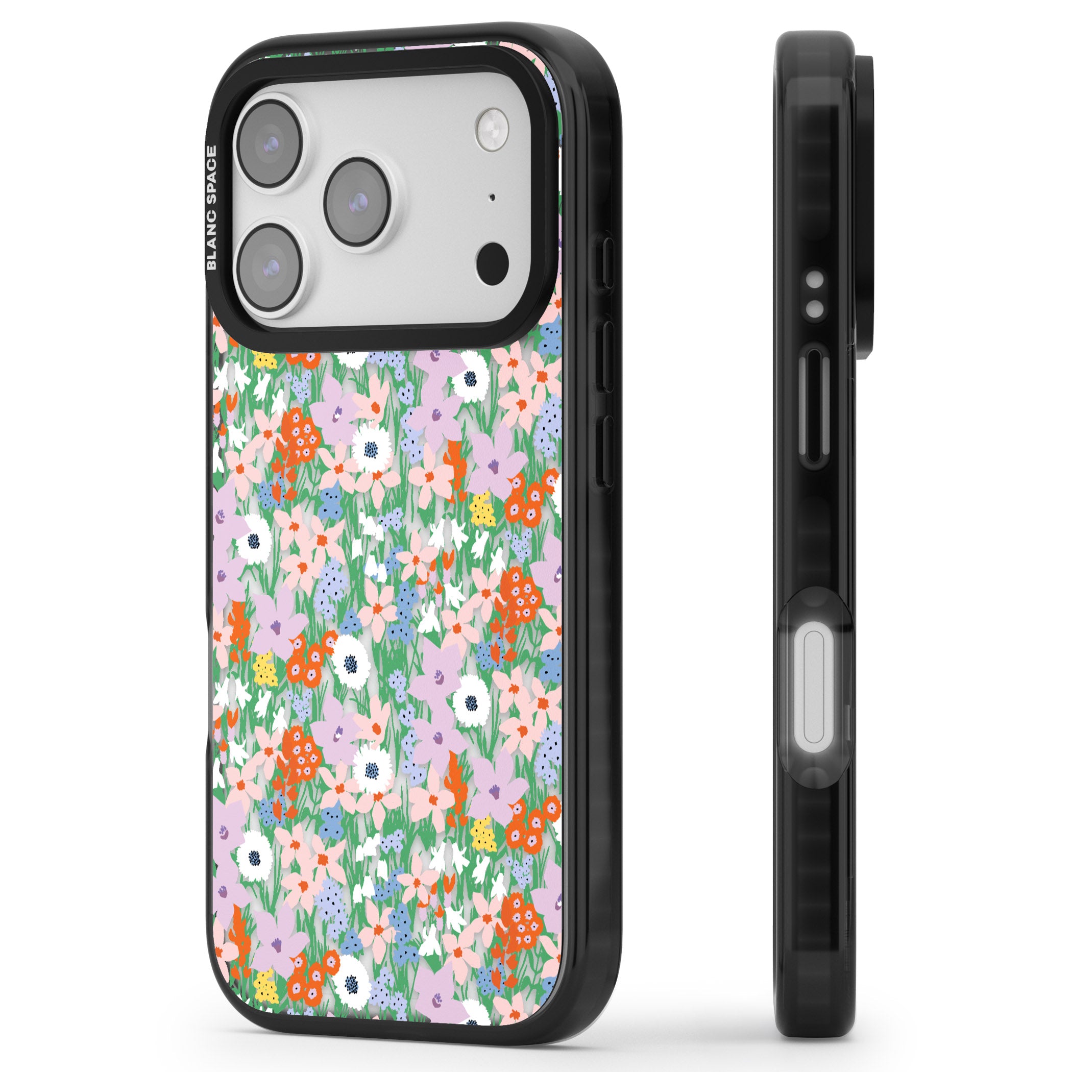 Floral Bloom Jazzy iPhone 17 Pro Impact Black Phone Case Side Profile