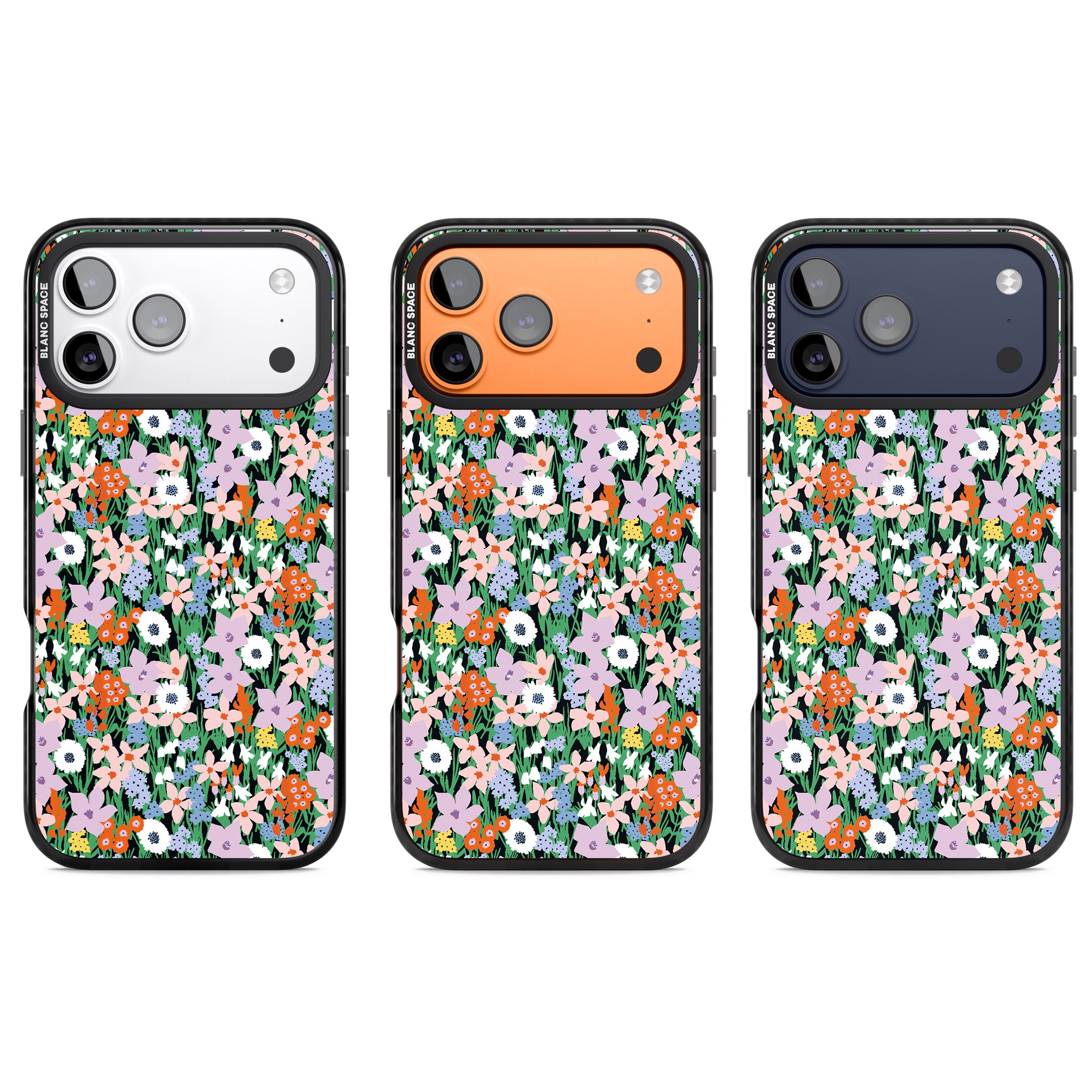 Jazzy Floral Mix iPhone 17 Pro Impact Black Phone Case APT Impact Protection
