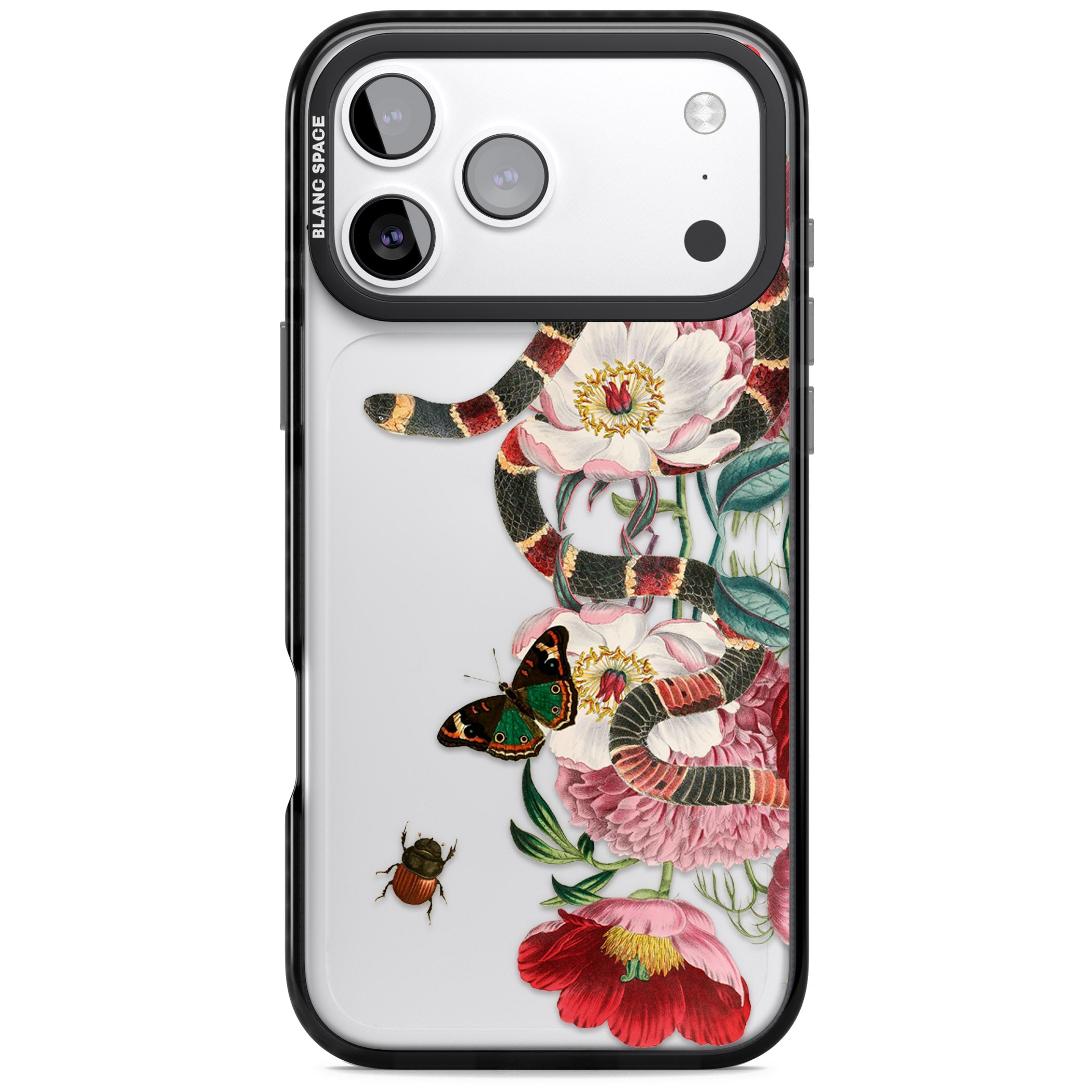 Floral Snake iPhone 17 Pro Impact Black Phone Case