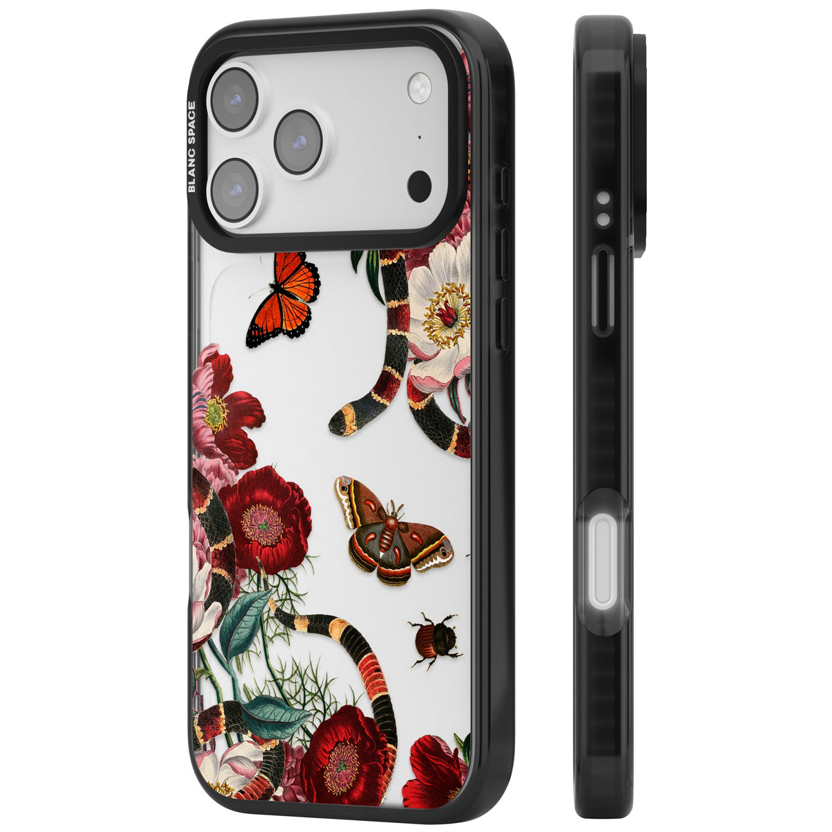 Botanical Snake iPhone 17 Pro Max Impact Black Phone Case side