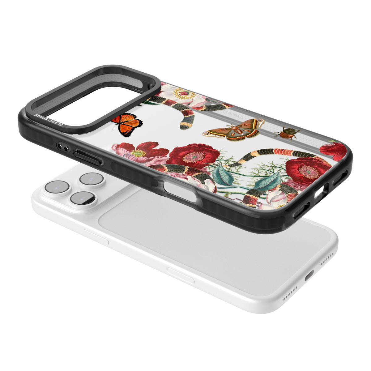 Botanical Snake iPhone 17 Pro Max Impact Black Phone Case angled