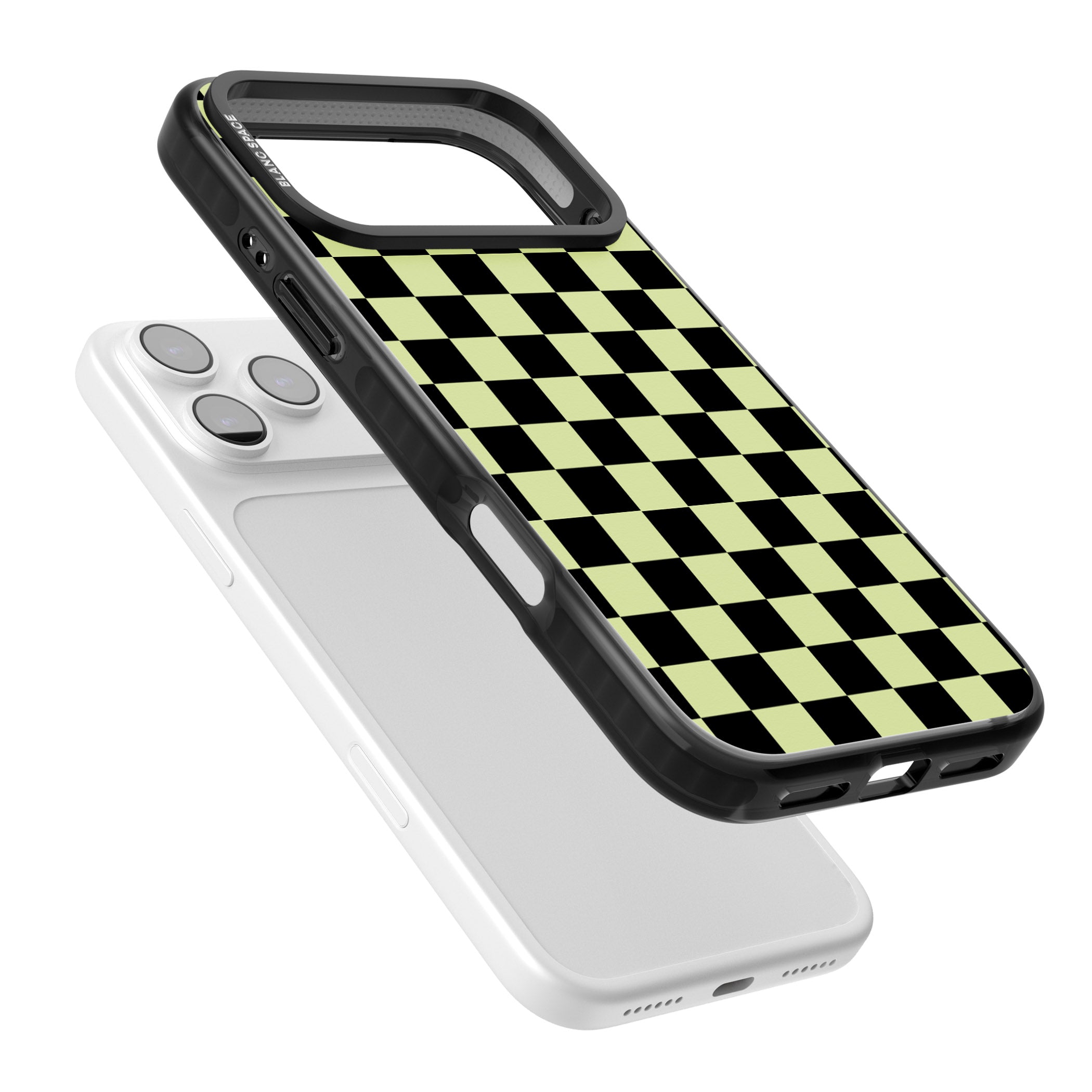 Black & Lime Check iPhone 17 Pro Impact Black Phone Case Colours