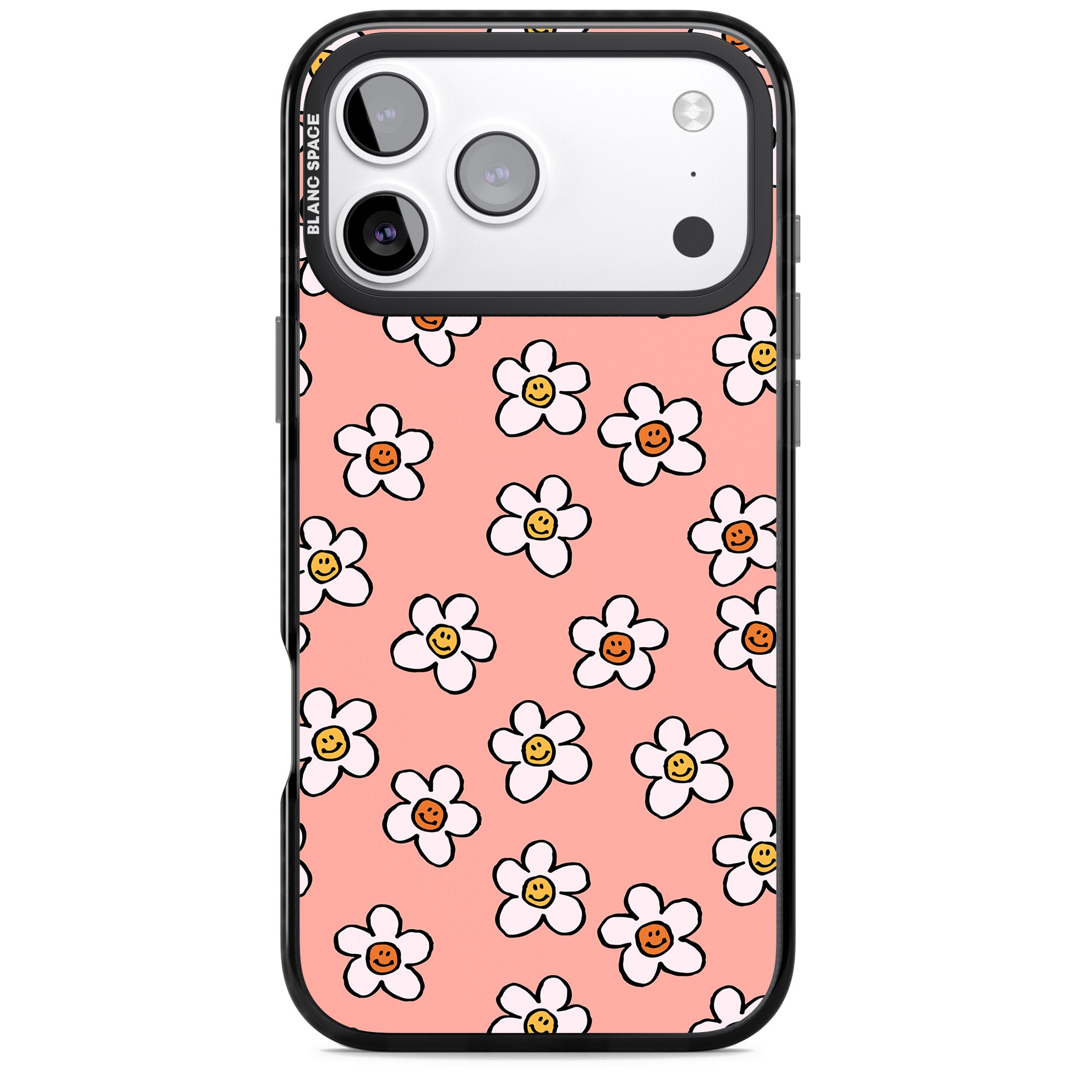 Peachy Daisy Smiles iPhone 17 Pro Impact Black Phone Case