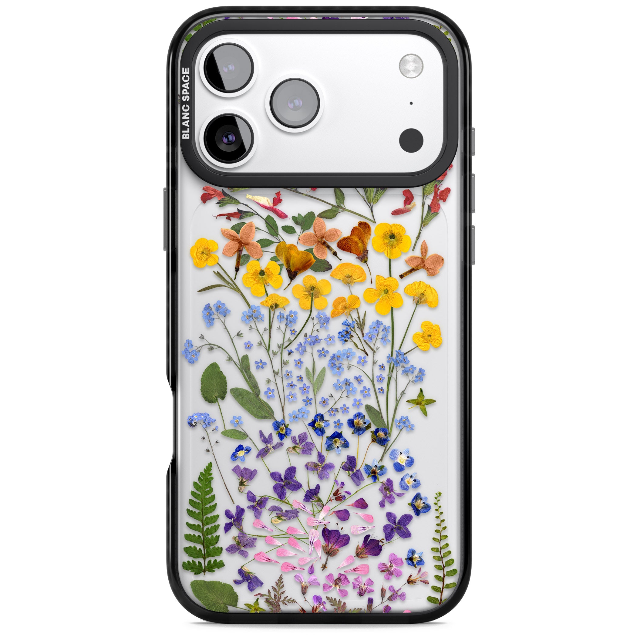 Pressed Wildflower Stripe iPhone 17 Pro Impact Black Phone Case