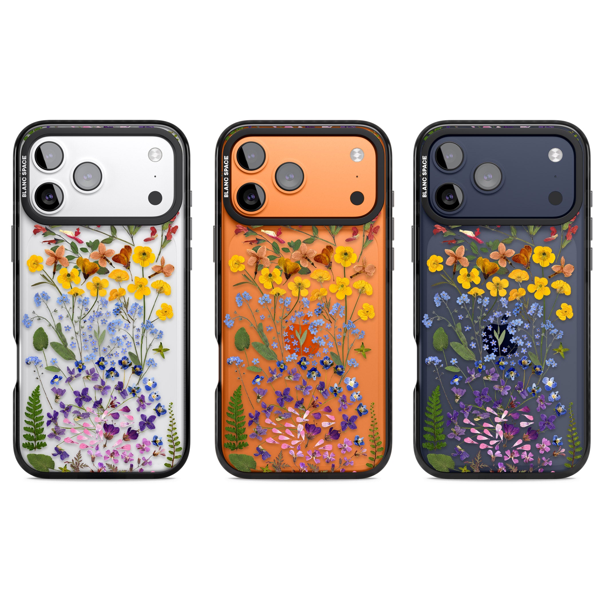 Pressed Wildflower Stripe iPhone 17 Pro Impact Black Phone Case APT Impact Protection