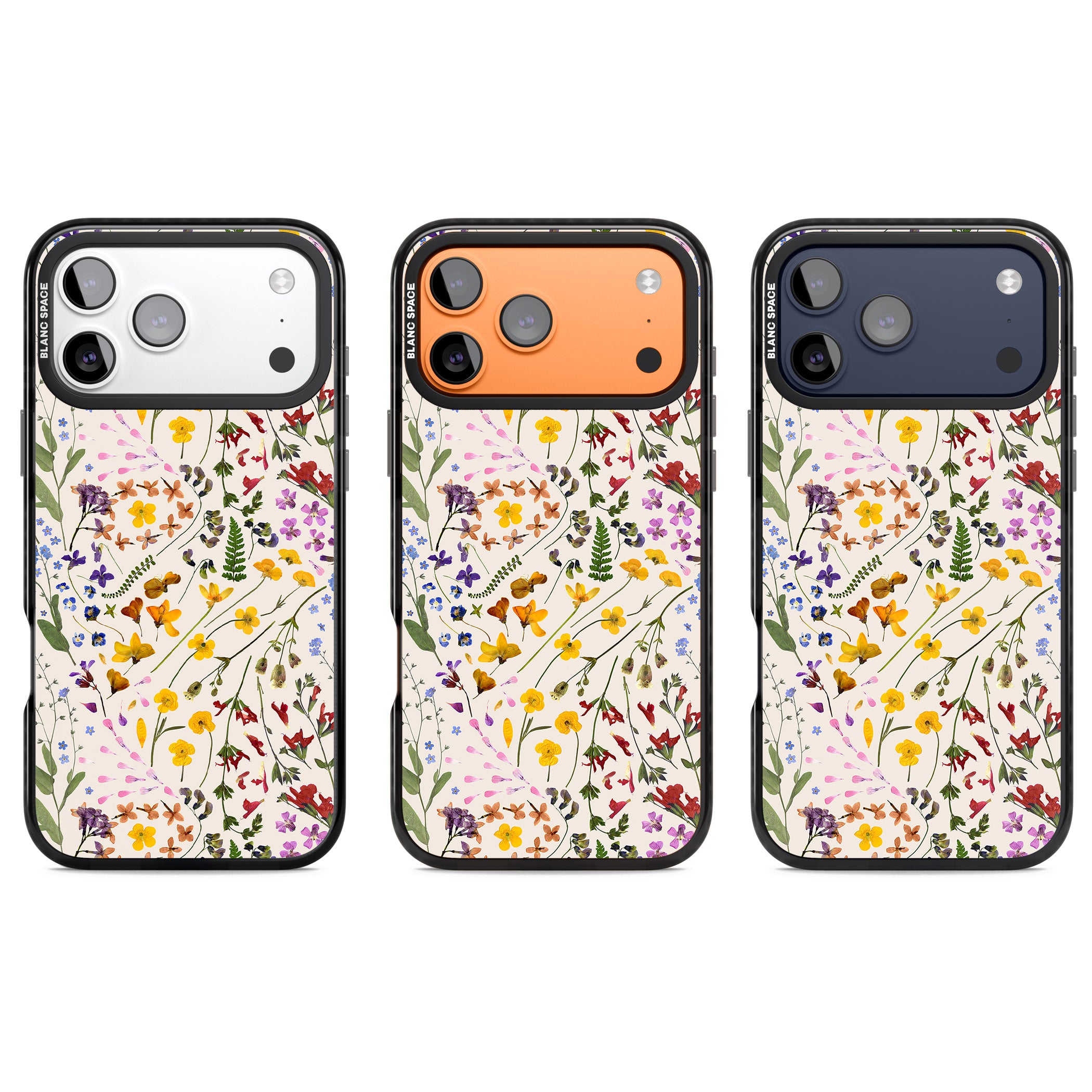 Wildflower Bouquet Cream iPhone 17 Pro Impact Black Phone Case APT Impact Protection
