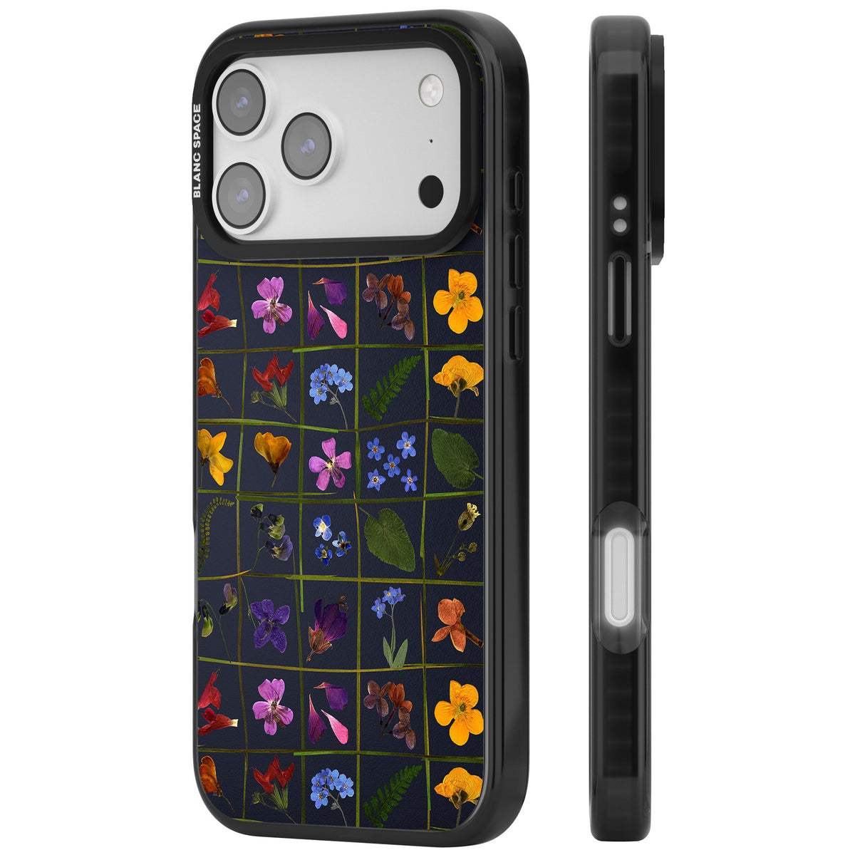 Wildflower Grid iPhone 17 Pro Max Impact Black Phone Case side