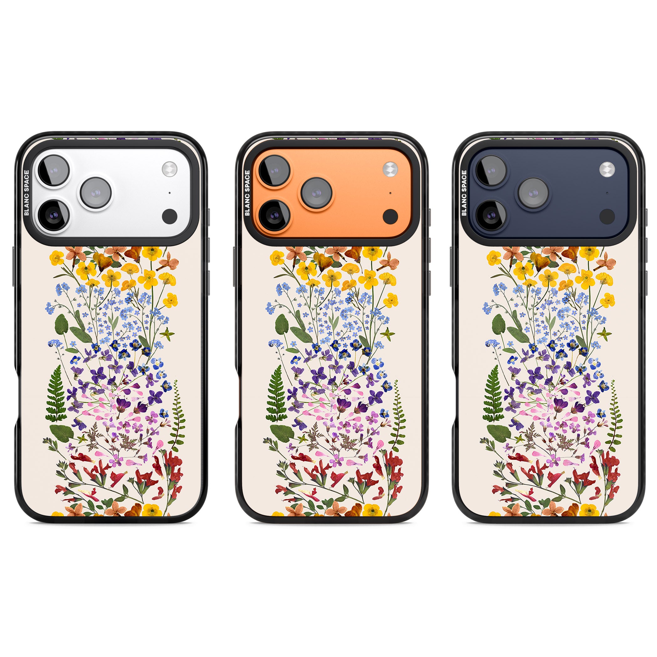 Cream Wildflower iPhone 17 Pro Impact Black Phone Case APT Impact Protection