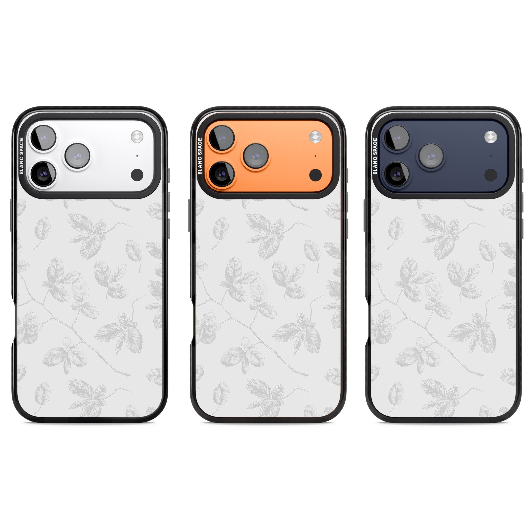 Grey Vine Botanical iPhone 17 Pro Impact Black Phone Case APT Impact Protection